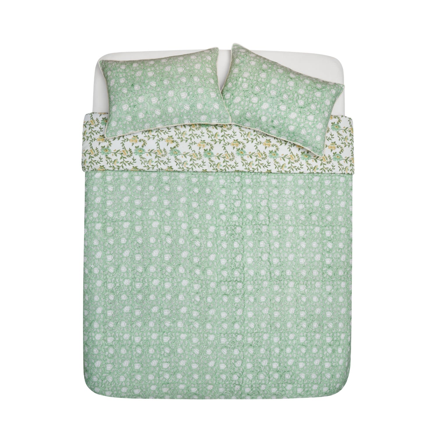 Inara Green Sage Bloom Bedding Set Double In Blue