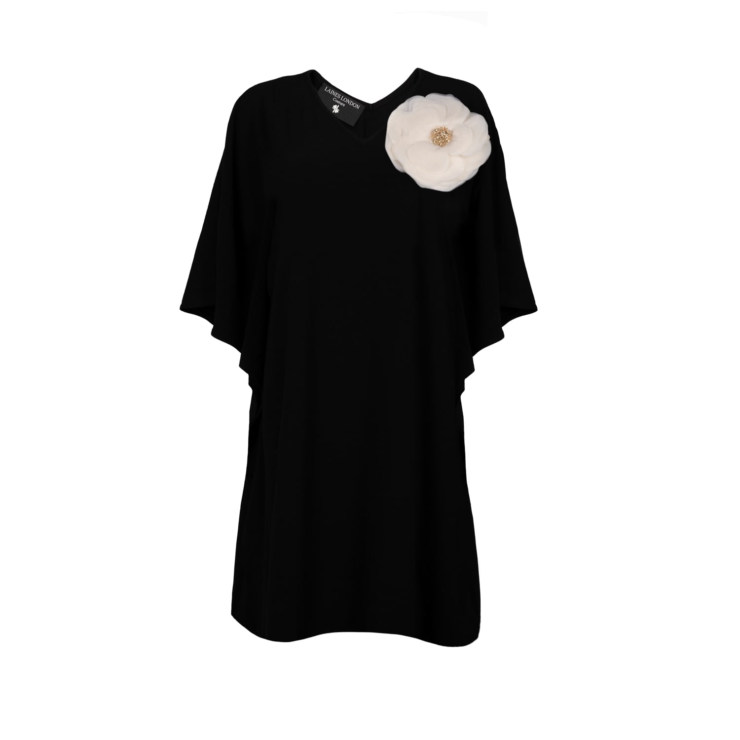 Laines London Women's Black / Gold / White Laines Couture Kaftan With Cream Corsage In Black/gold/white