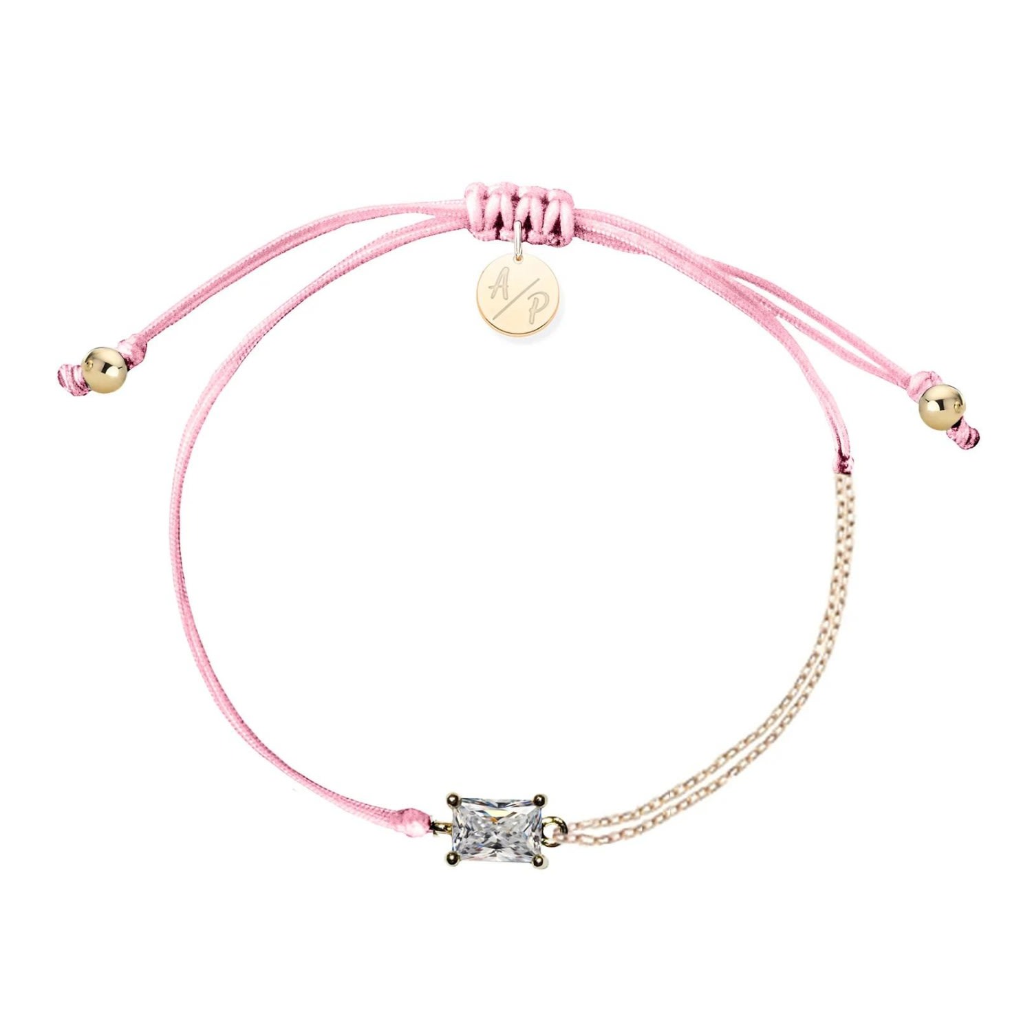 Adriana Pappas Designs Women's Cz Emerald Cut Bracelet On Colored Cord - Pink In Pink