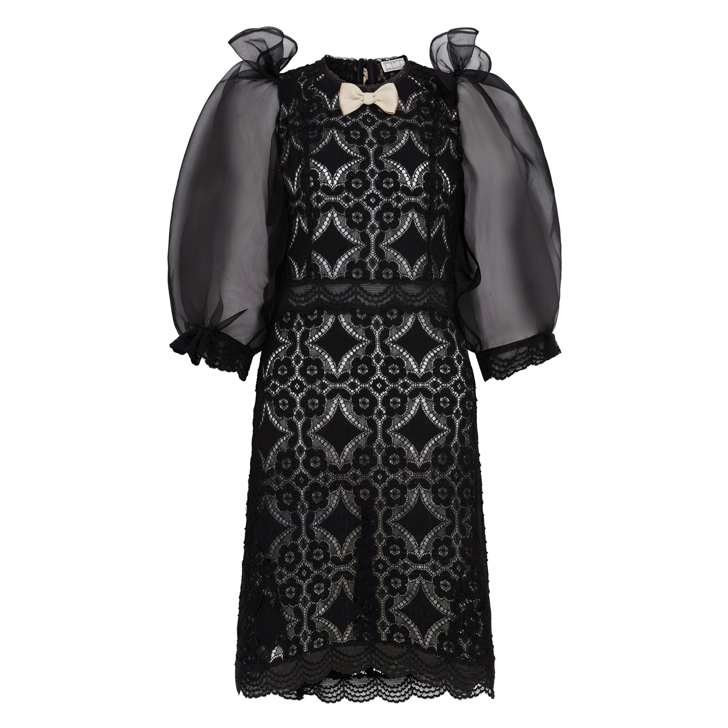 Women's Black Angel Baby Crochet Cloud Puff Dress | Small | Lisa the Label