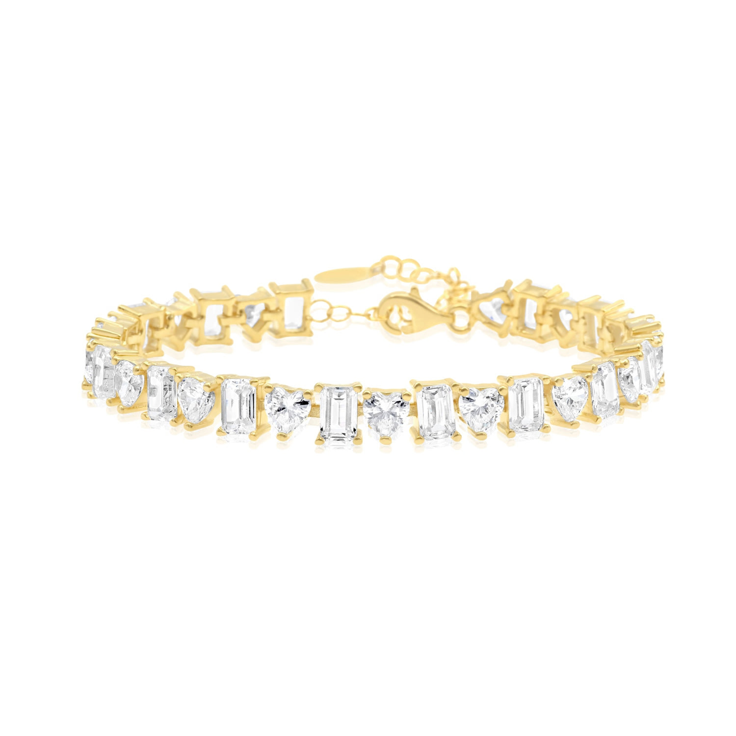 Shymi Women's Heart And Emerald Shape Tennis Bracelet - Gold In Gold