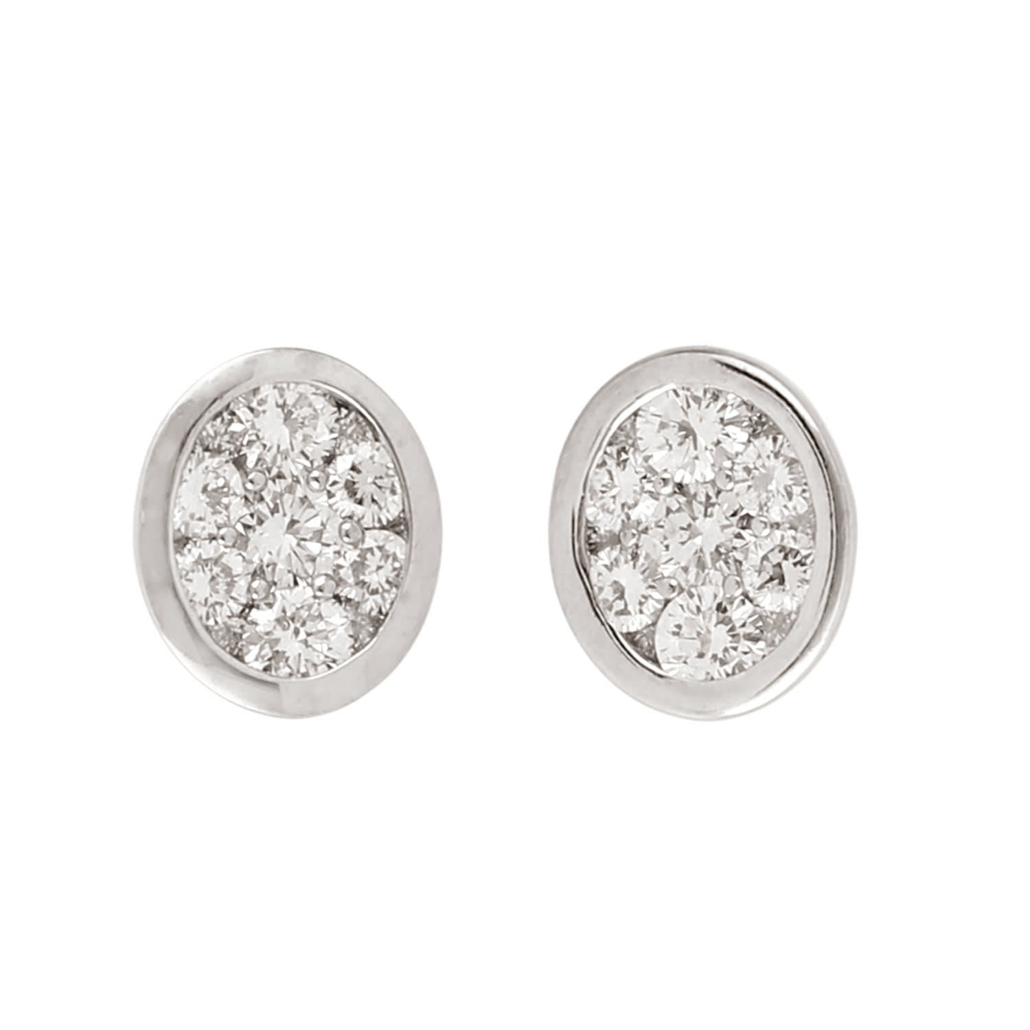 Artisan Women's Genuine Diamond Stud Earrings In 18k White Gold