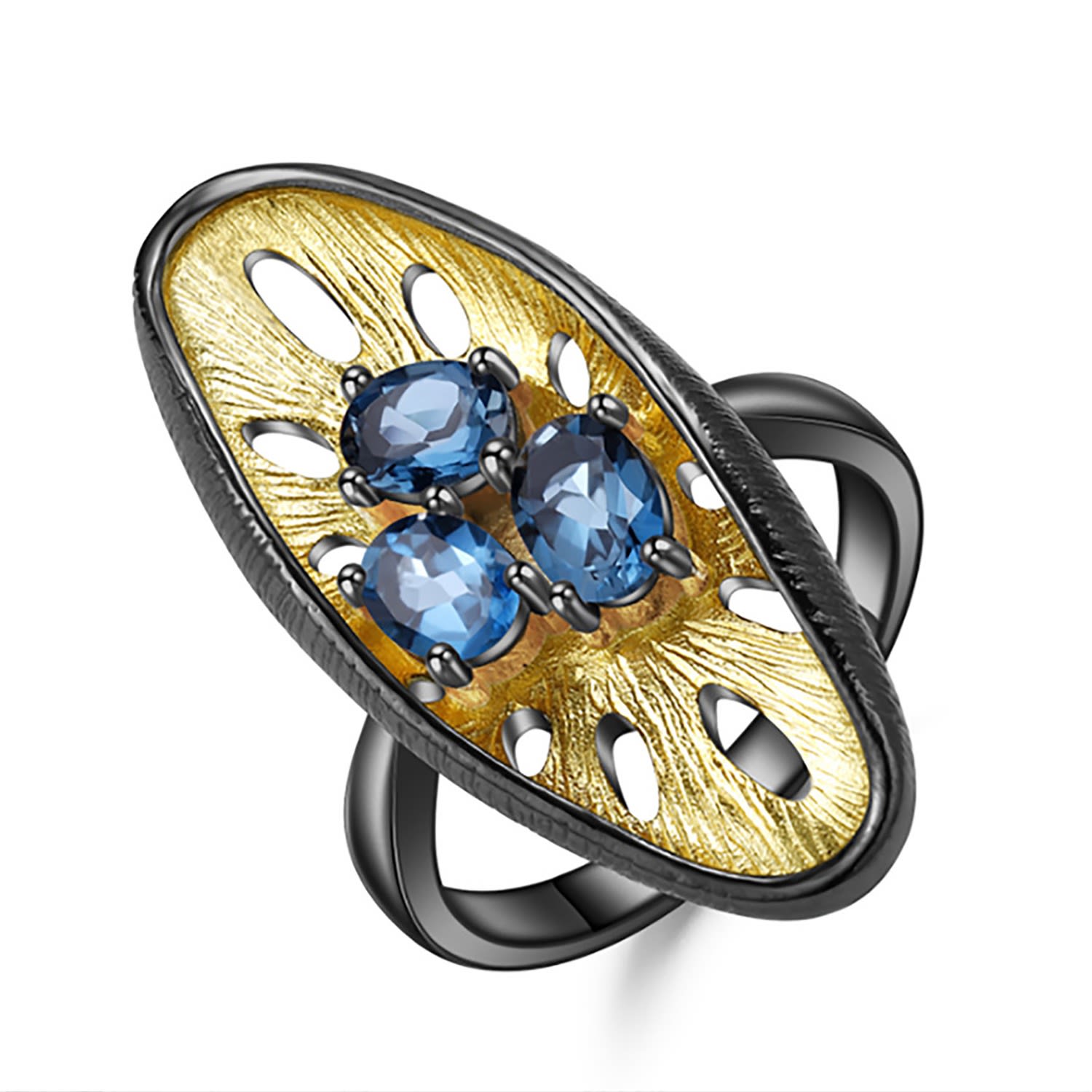 Women’s Black Vault Oxidised Topaz Ring Janus Edinburgh