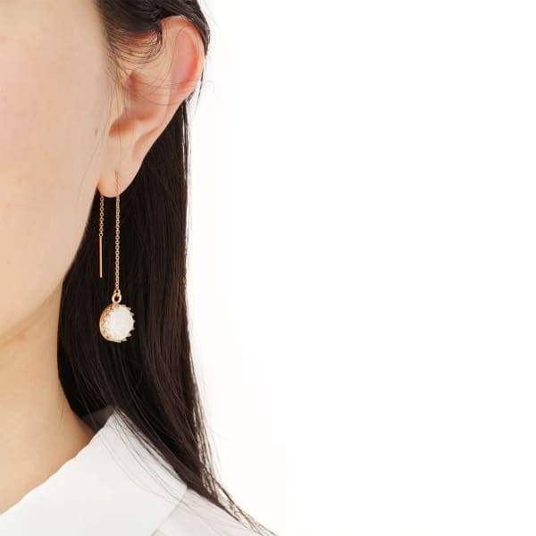 Poporcelain Mini Porcelain Rose With Gold Filled Chain Earrings