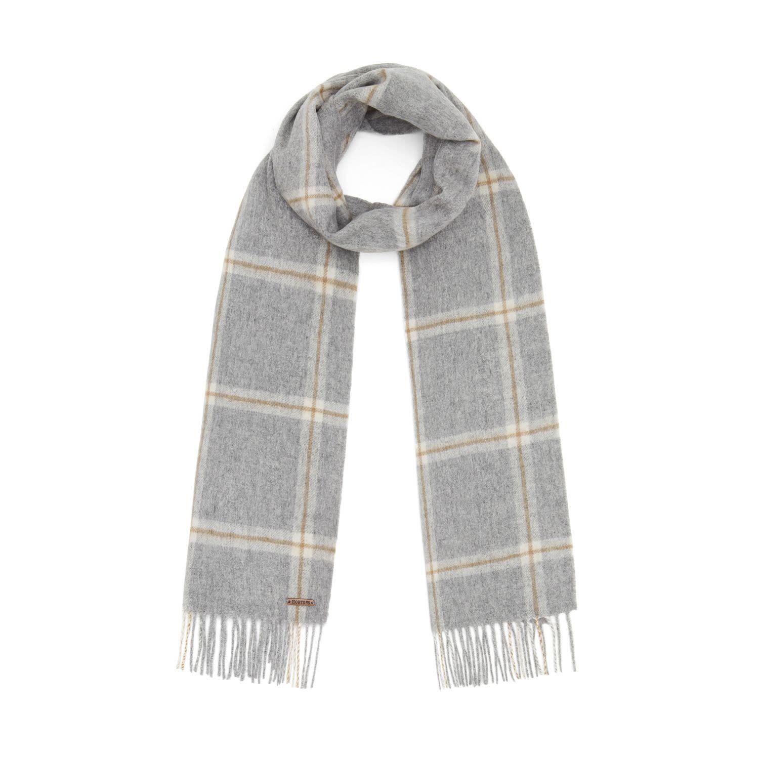 Women’s The Hexham Lambswool Scarf - Grey Check One Size Hortons England