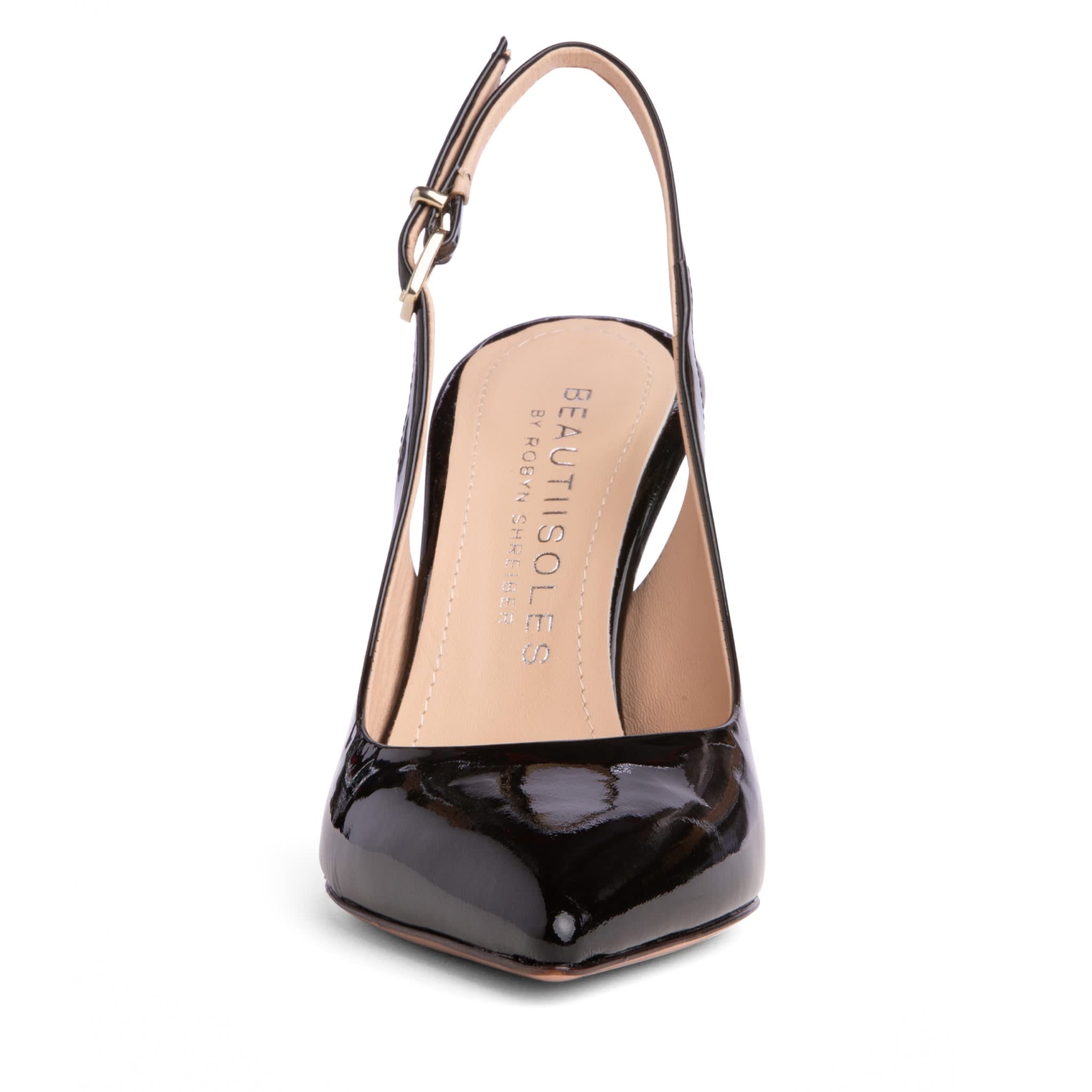 Marjorie Black Patent Leather Comfortable Work Date Sexy Pump Beautiisoles by Robyn Shreiber Made In Italy Wolf Badger