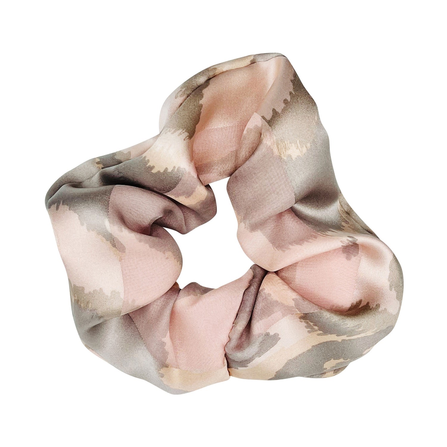 Soft Strokes Silk Women's Neutrals Pure Mulberry Silk French Scrunchie Abstract Print - Set Of Three - A Sweet Weight In Purple