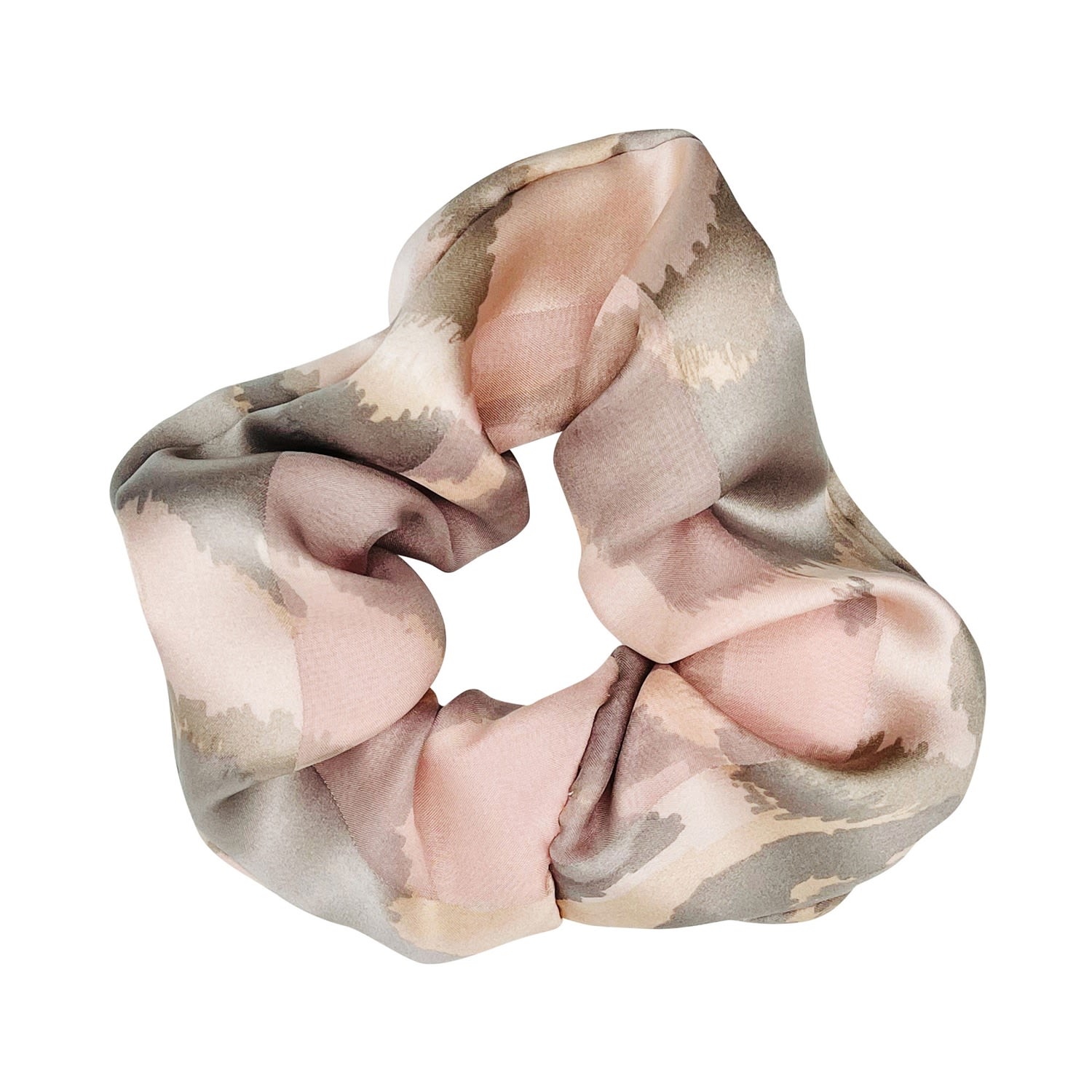 Women’s Neutrals Pure Mulberry Silk French Scrunchie Abstract Print - Set Of Three - A Sweet Weight One Size Soft Strokes Silk