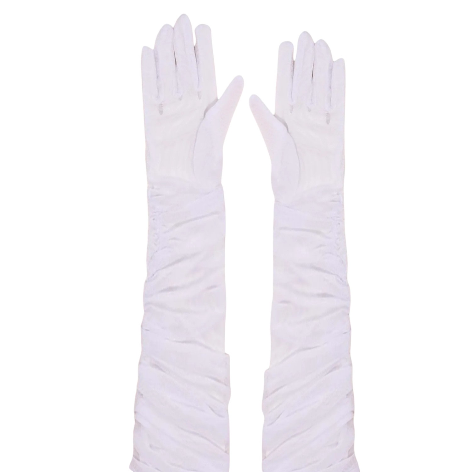 High Heel Jungle By Kathryn Eisman Women's Ariana Ruched Mesh Opera Glove- White In White