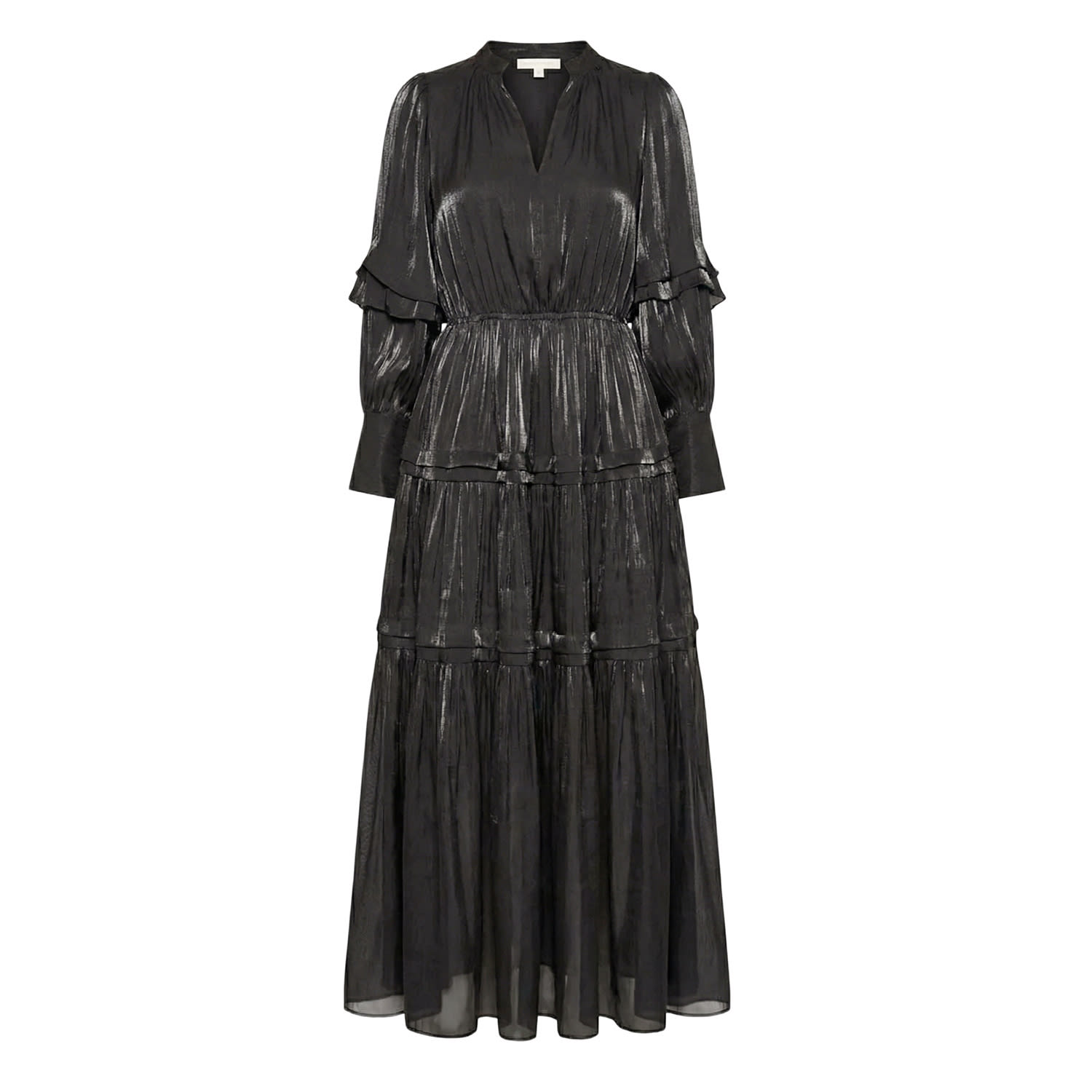 Cy Boutique Women's Silky Feeling Organza Dress With Ruffle Design In Black