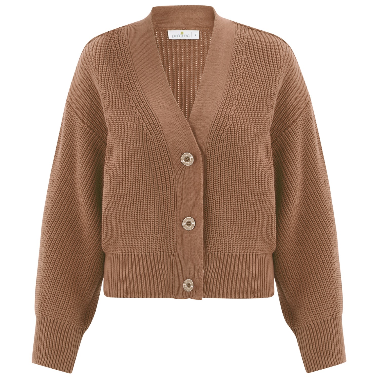 Women’s Brown Thessaloniki Knit V-Neck Crop Cardigan - Camel Melange Large Peraluna