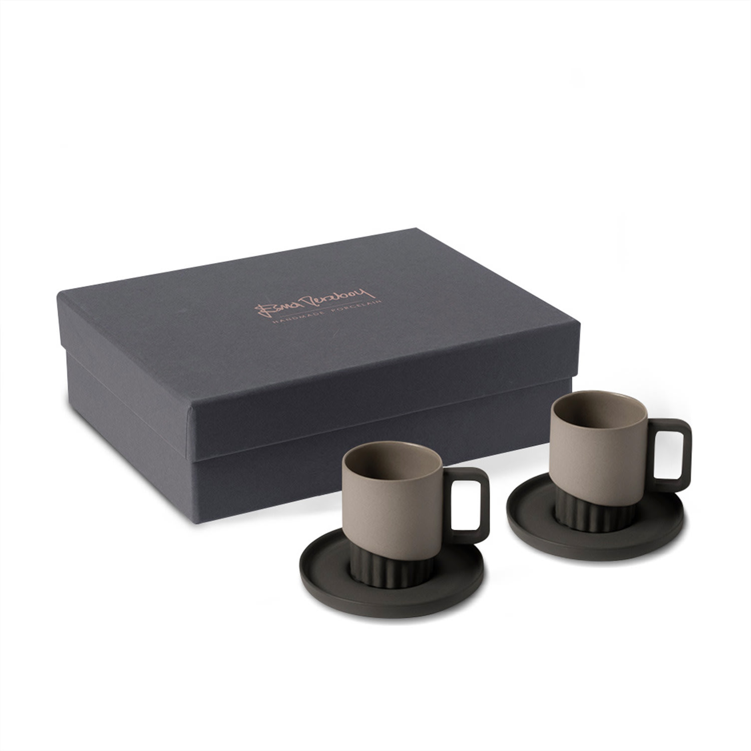 Black / Grey Corinth Espresso Cup With Saucer Set Of Two Black Black Rock Esma Dereboy