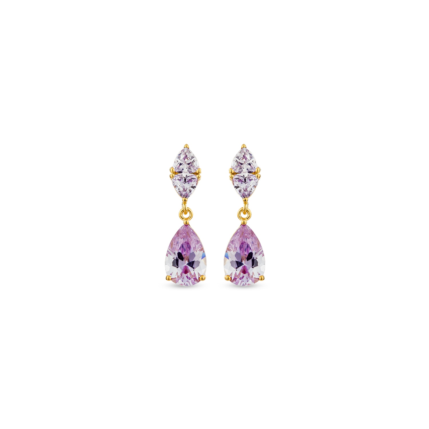 Sally Skoufis Women's Gold / Pink / Purple Temptation Earrings With Man Made Lilac Cz Diamond Stimulant In 18k Gol