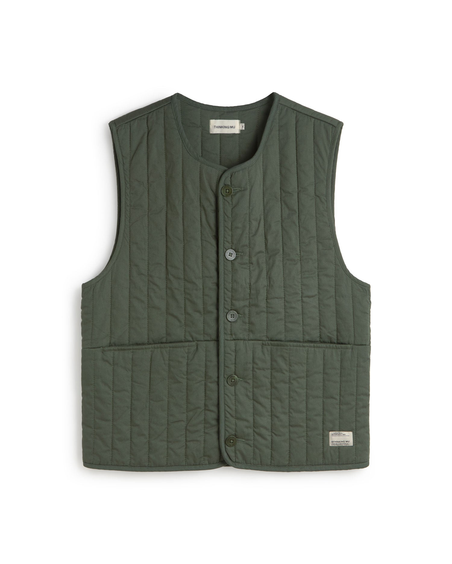 Thinking Mu Men's Green Padded Jon Vest In Green