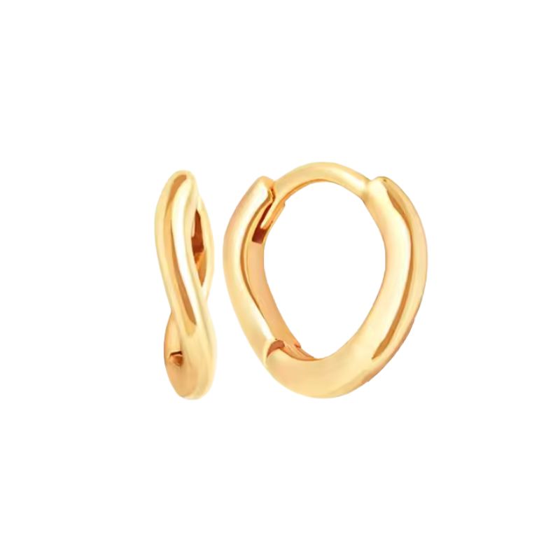 Nazzar Women's Gold Slim Wave Huggies Earrings
