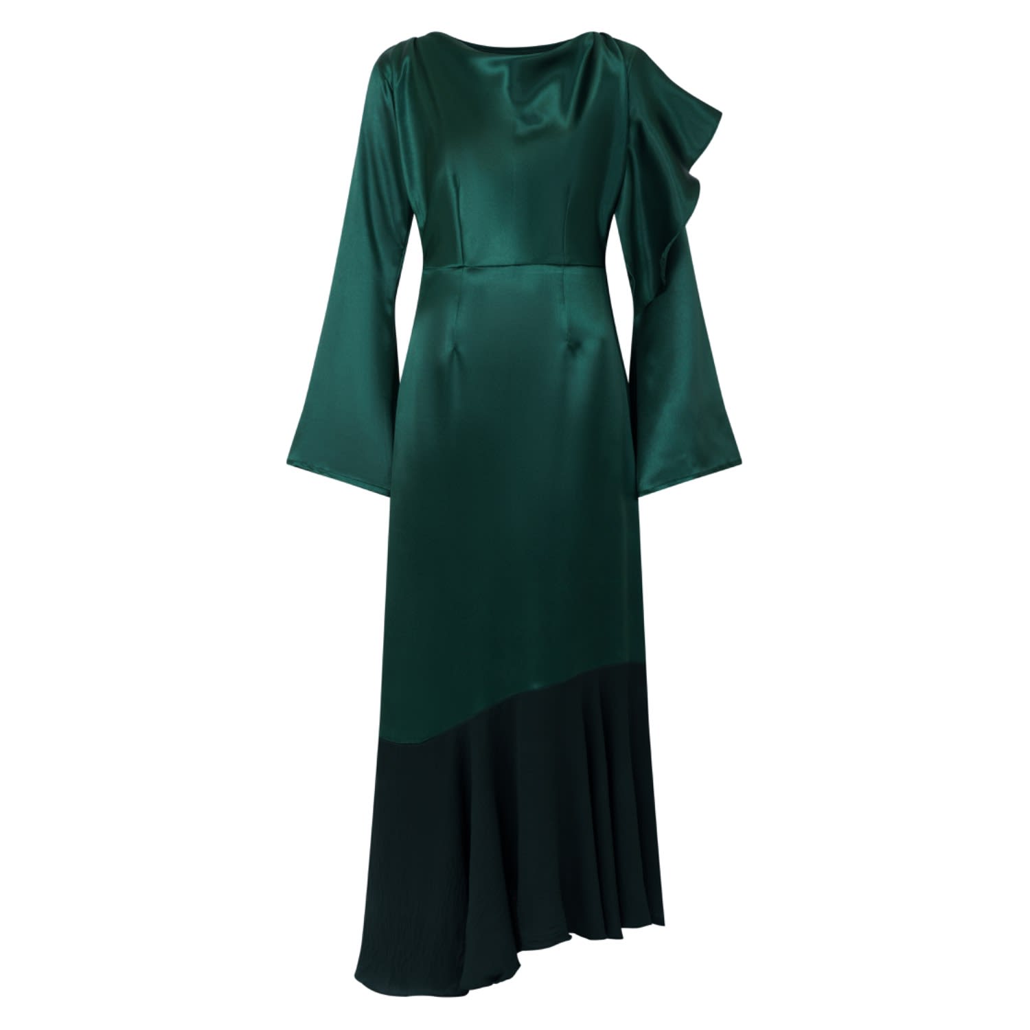 green emerald velvet dress Tiered Midi Party Dress with Lace-Up Back Emerald / XSmall main image 0
