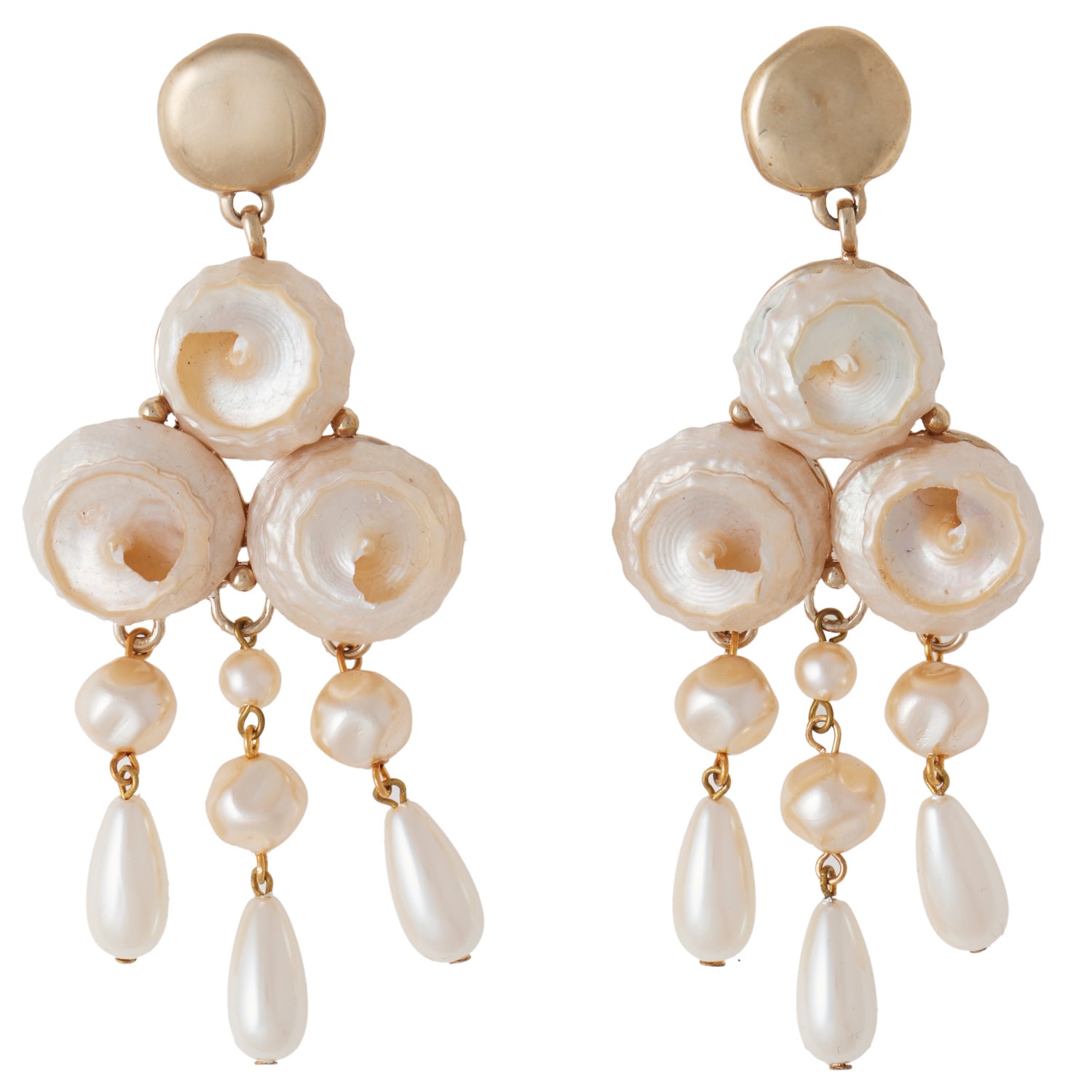 Women’s Neutrals Calais Shell And Pearl Drop Earring Castlecliff