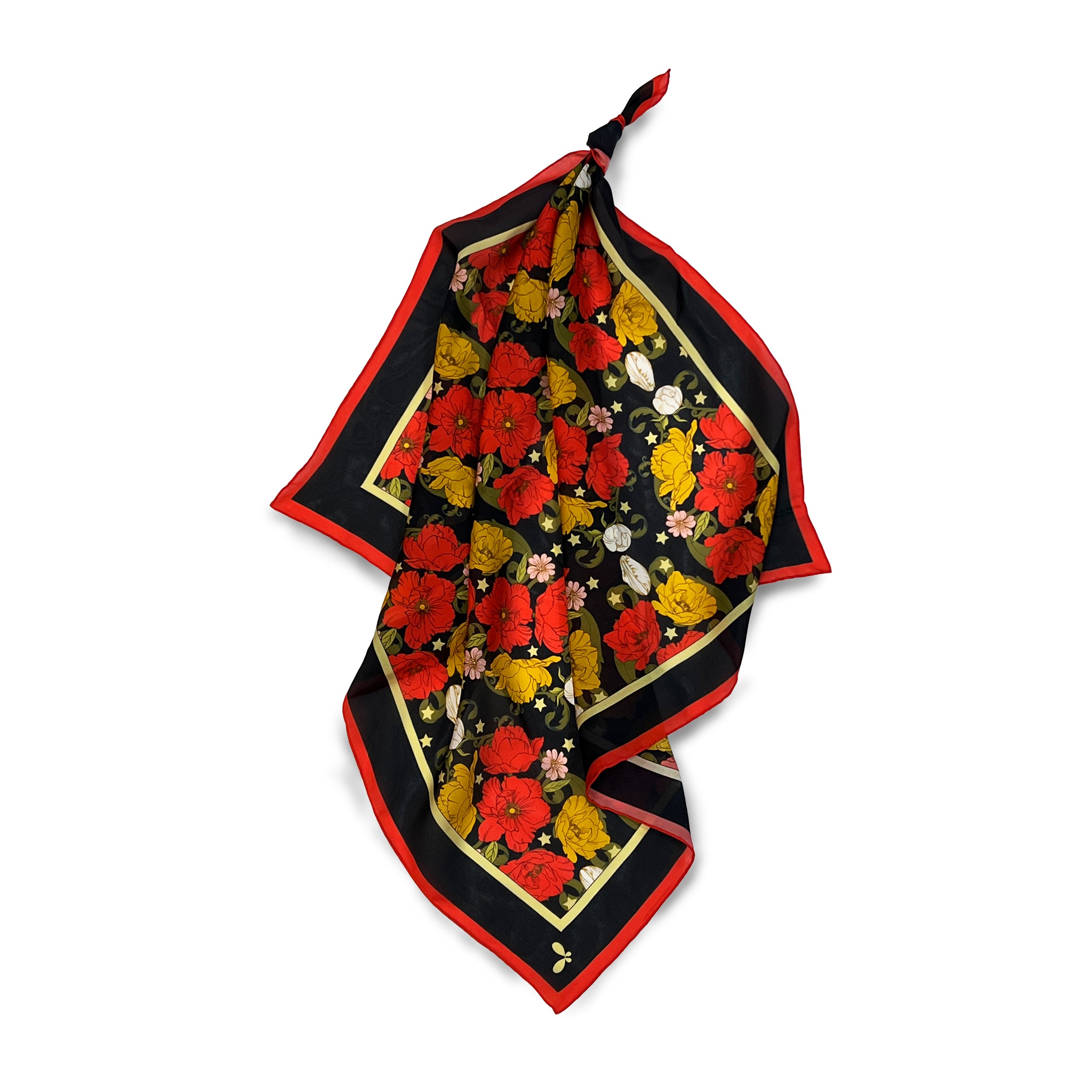 Henelle Women's Black Night Bloom Silk Bandana In Red