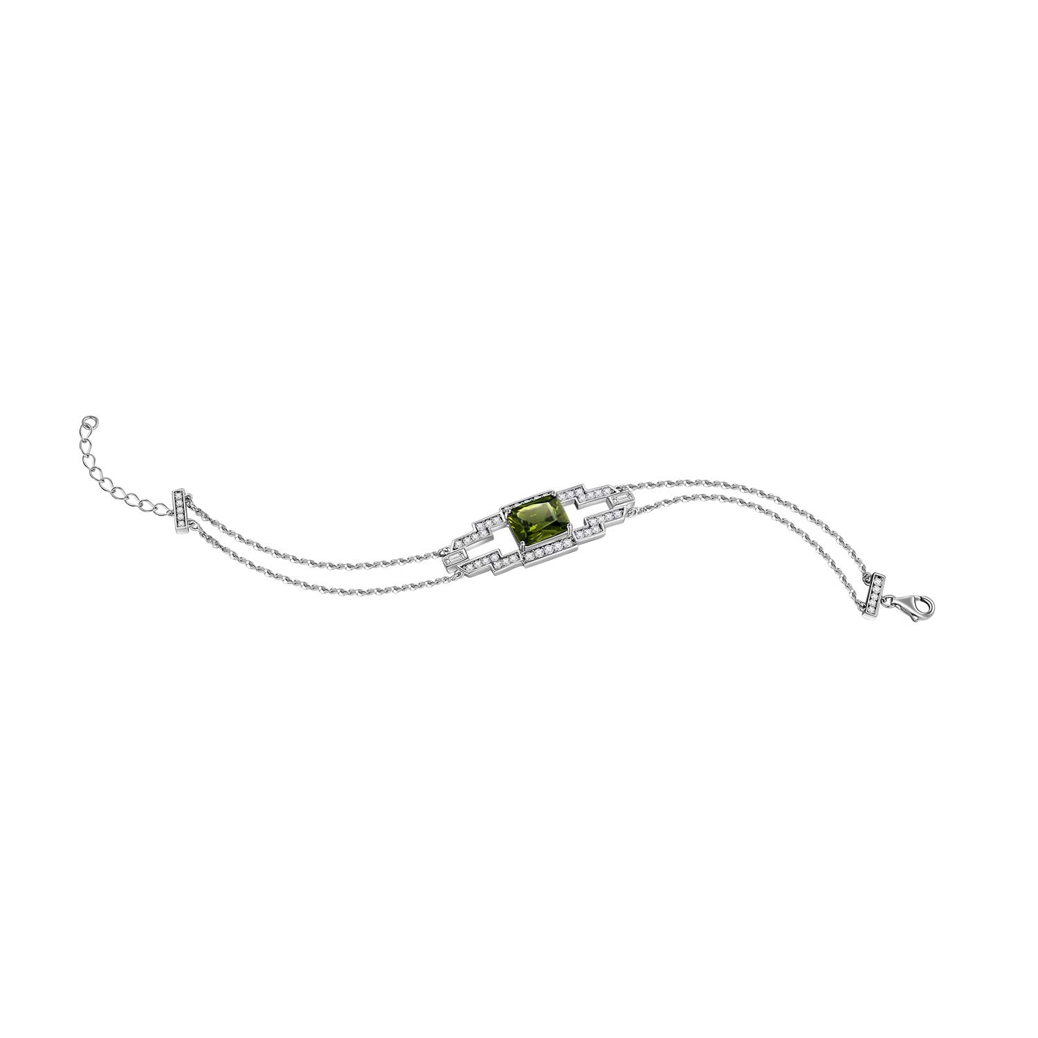 Retro Chic Women's Silver / Green Hope Corner Bracelet In Multi
