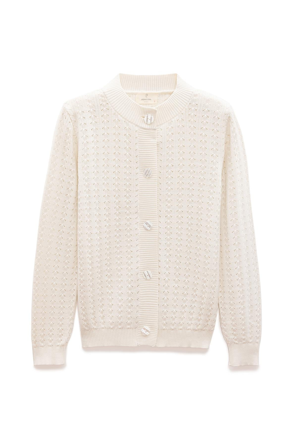 Peraluna Women's White Zoey Embossed Knit Cardigan In Ecru In White