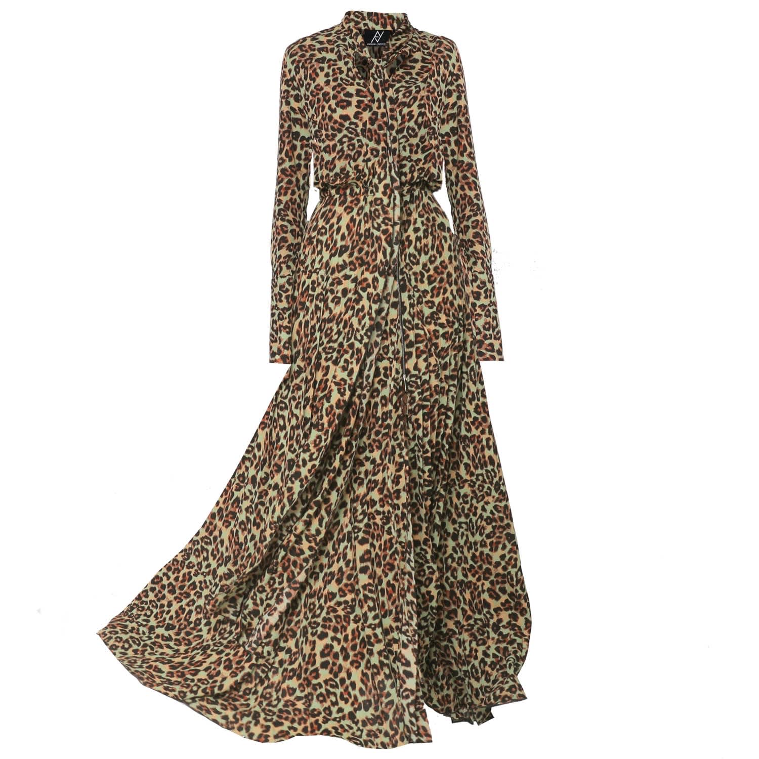 pleated animal print dress