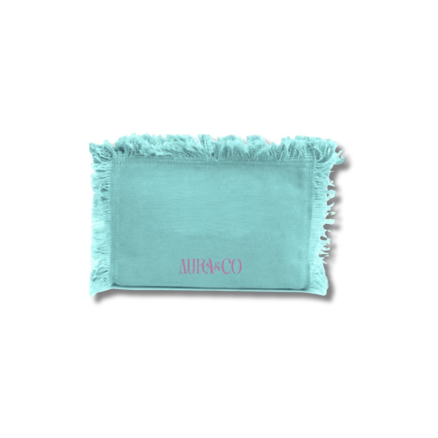 Aura & Co Women's Embroidery Aura Cosmetic Bag Teal In Blue