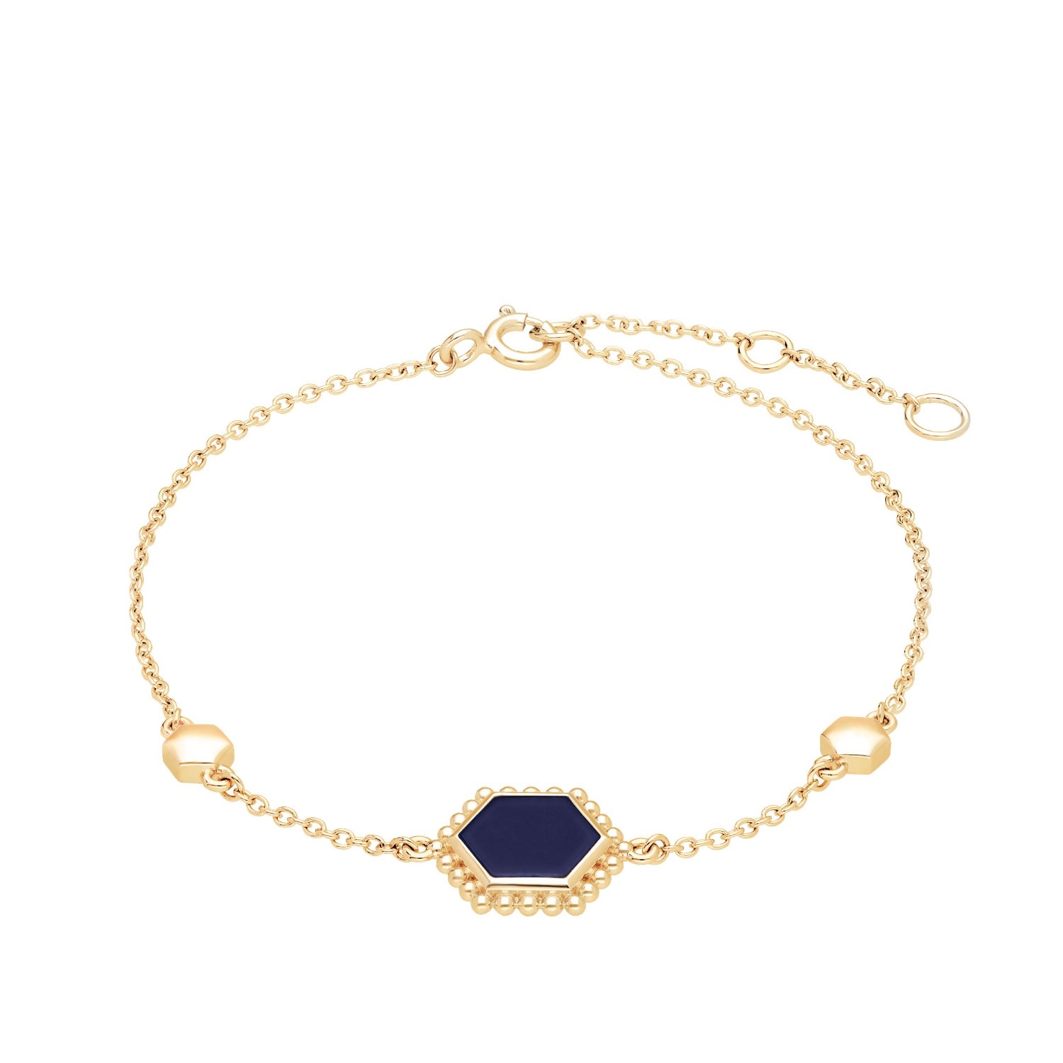 Women’s Blue Lapis Lazuli Flat Slice Hex Bracelet In Gold Sterling Silver Gemondo