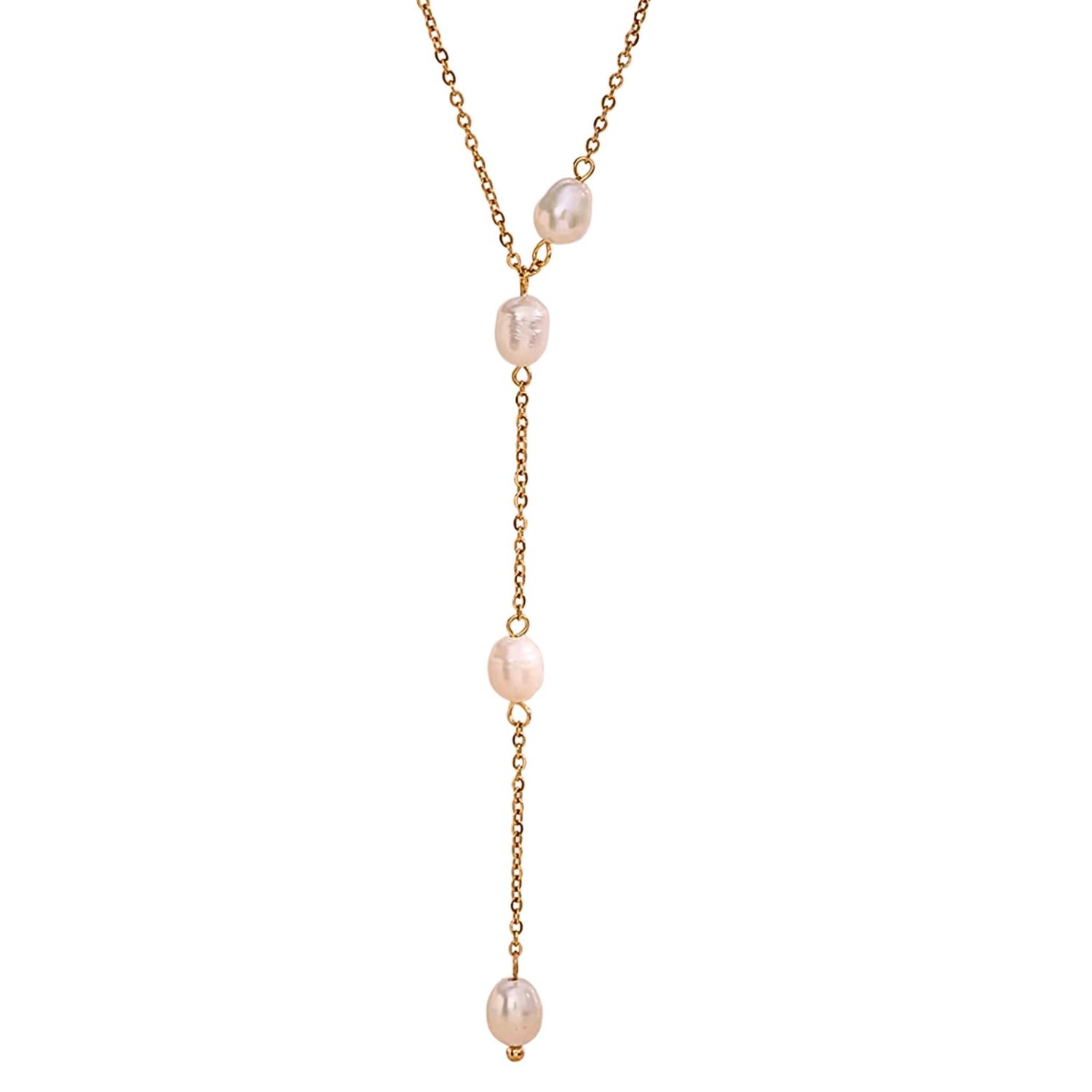 Women’s Gold Pearl Lariat Necklace Olivia Le