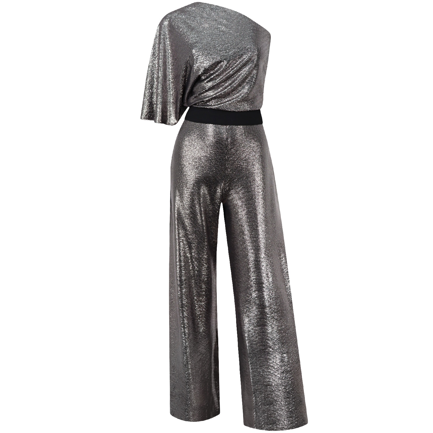 Me&thee Women's Silver My Old China Gunmetal Metallic Jumpsuit In Silver