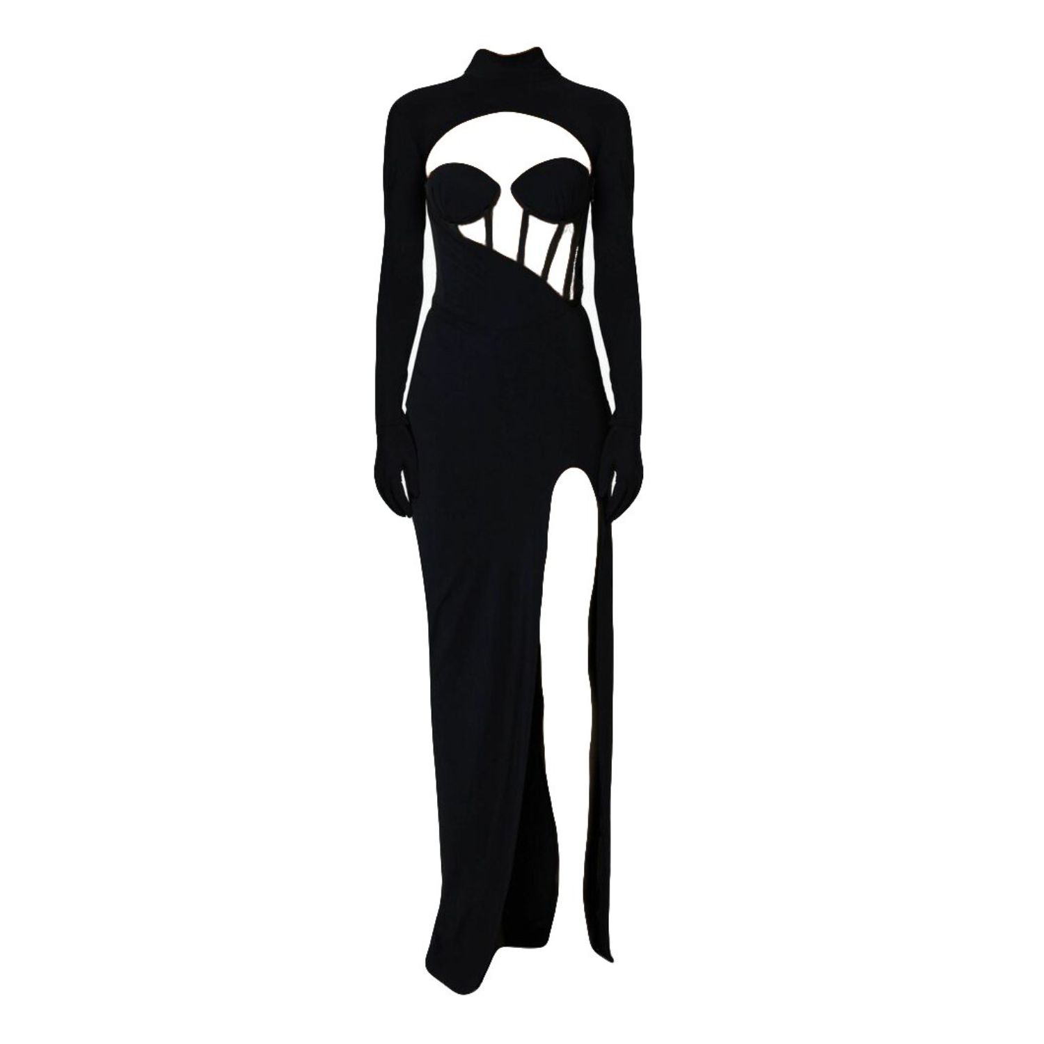 Room 24 Women's Talia Corset Cut Out Gloves Dress Black In Black