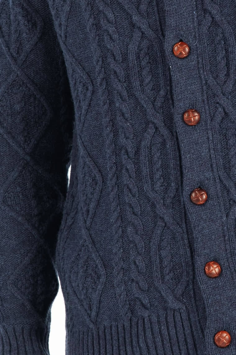 Shawl Collar Cashmere Blend Cable Knit Men's Cardigan - Indigo by Peraluna