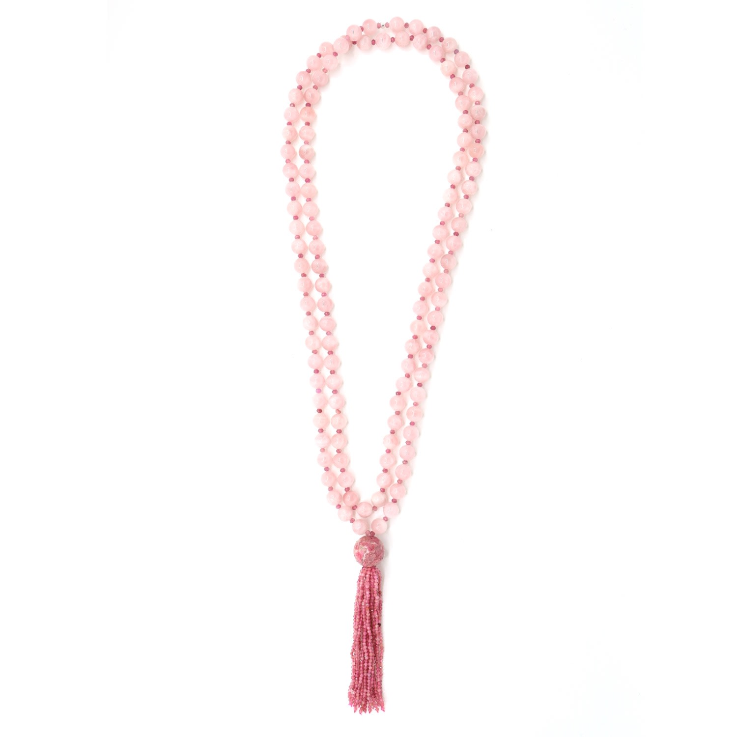 Women’s Pink / Purple Rose Quartz, Pink Opal & Pink Tourmaline Tassel Wrap Beaded Necklace Shar Oke