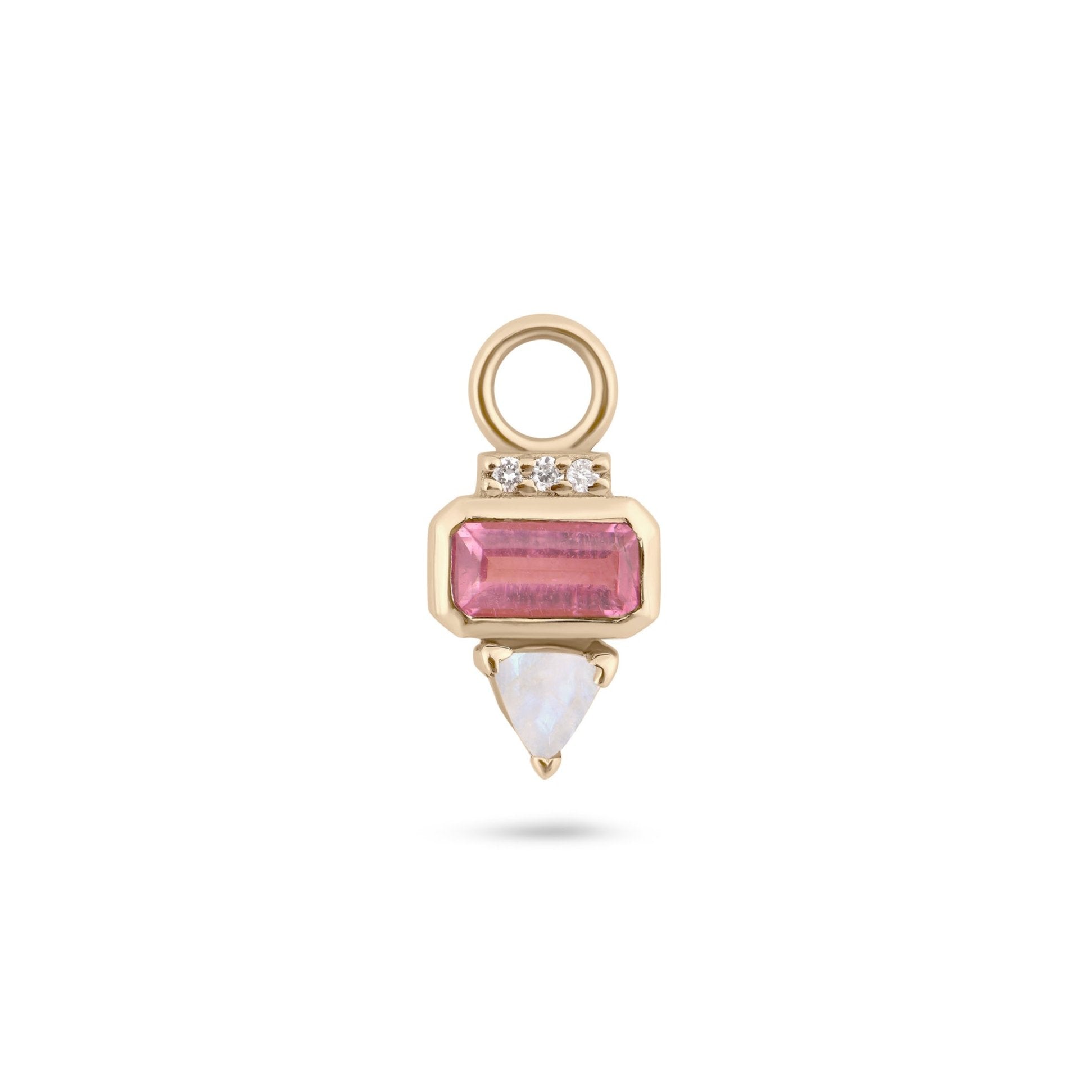Zohreh Women's Gold / Pink Pink Tourmaline, Diamond & Moonstone Earring Charm 9k Gold In Multi