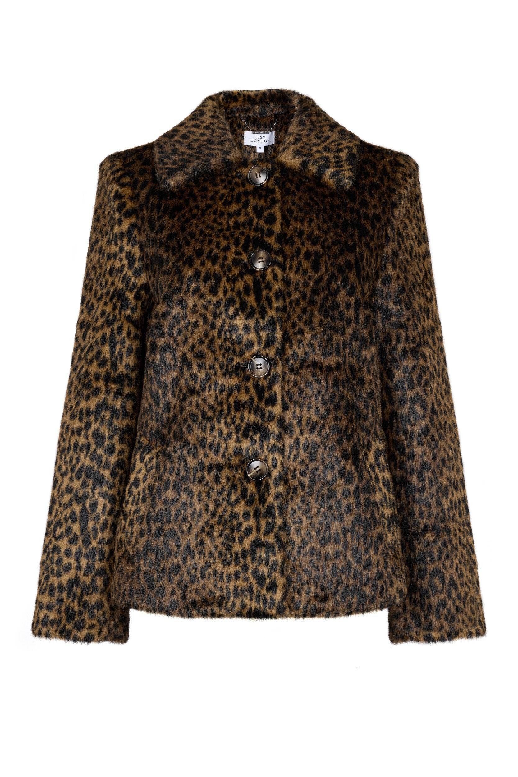 Issy London Women's Isla Vegan Faux Fur Jacket Cheetah Brown In Brown