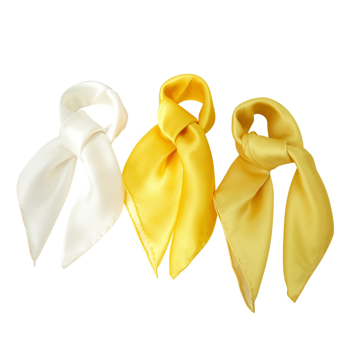 Women’s Gold Pure Silk Scarf Daffodil Solid Colour Collection Set Of Three Small Small Soft Strokes Silk