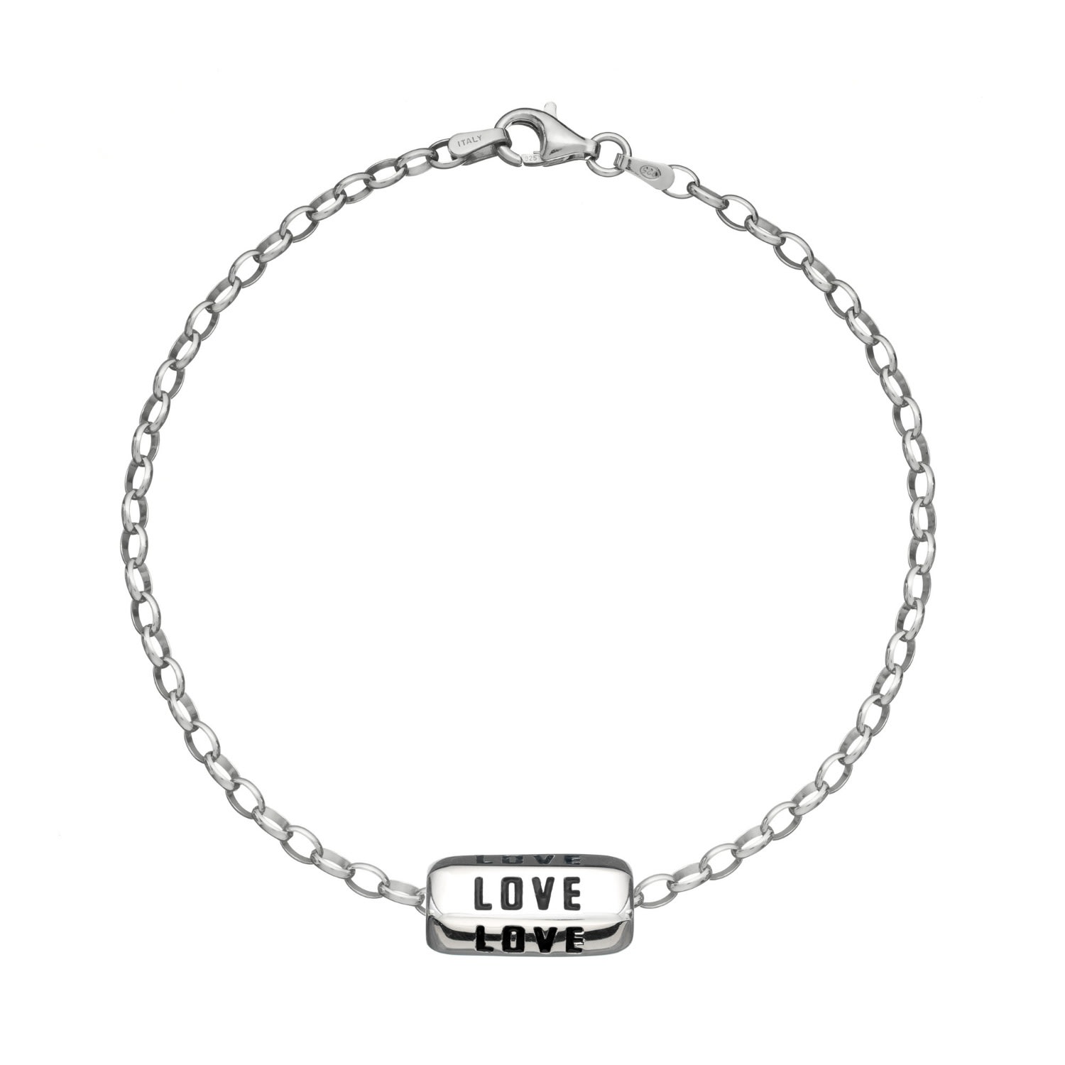 Lily Charmed Women's Silver / Black Sterling Silver Love Is All Around Charm Bracelet - Black Enamel In Multi