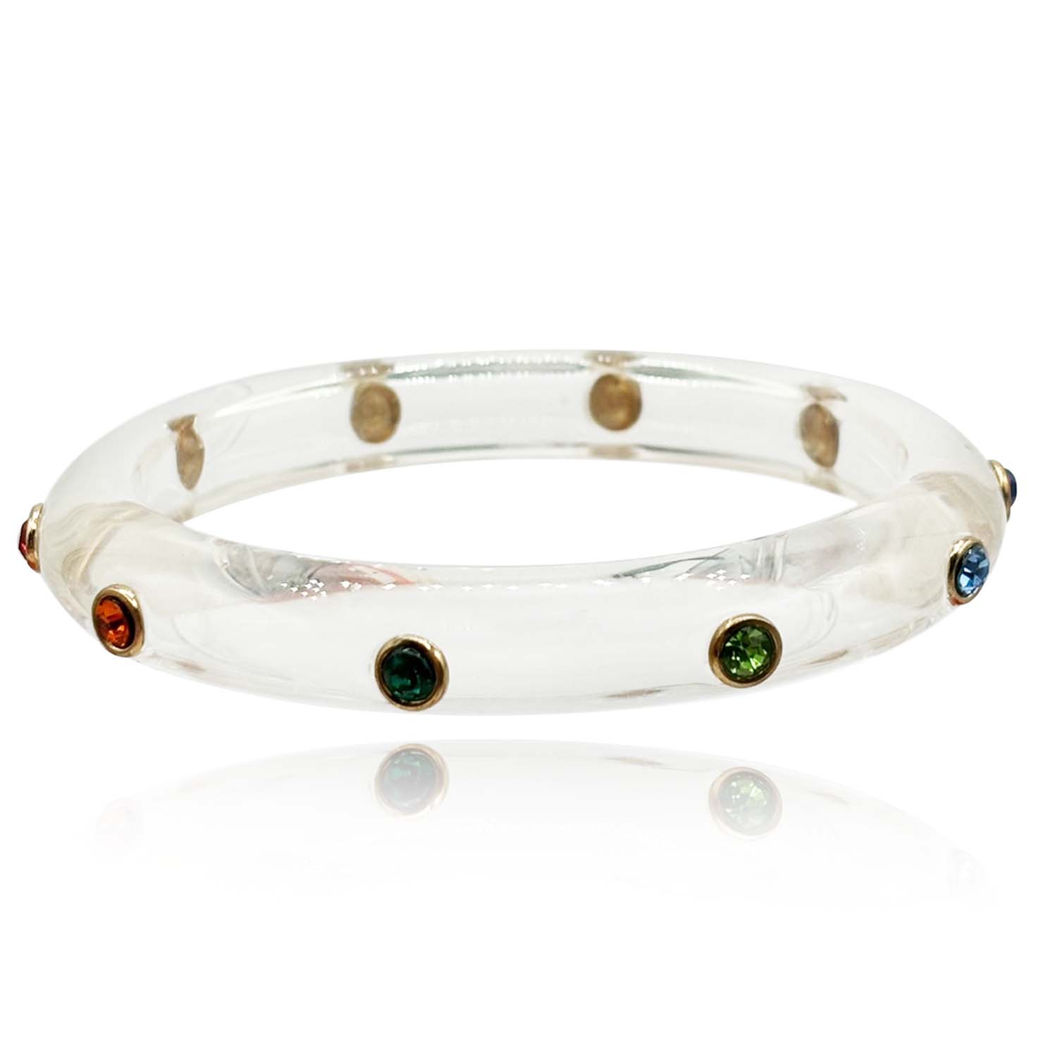 Michael Nash Jewelry Women's Neutrals Clear Resin Bangle With Multi-color Crystals