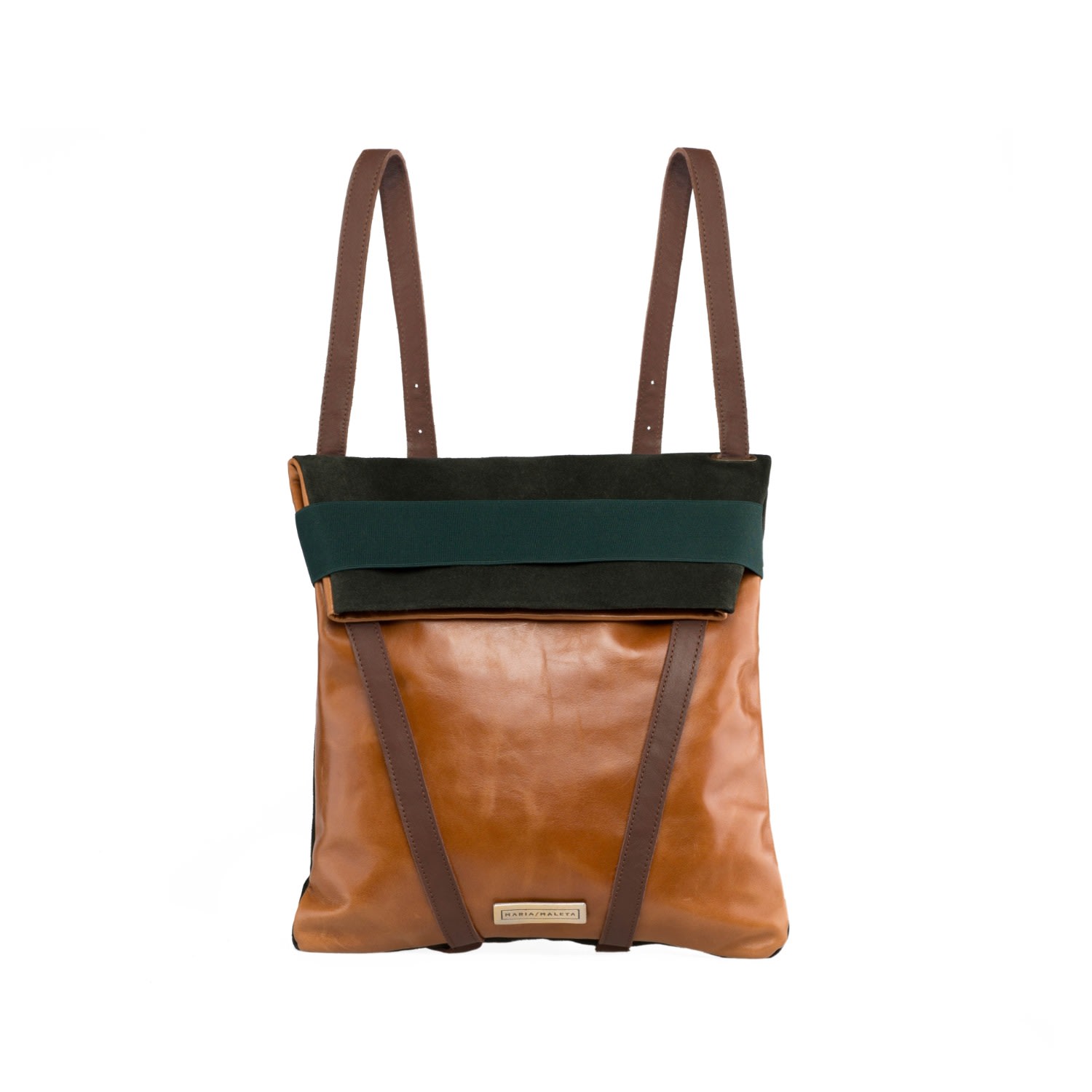 Women’s Brown / Green Backpack Brown & Green Suede Maria Maleta