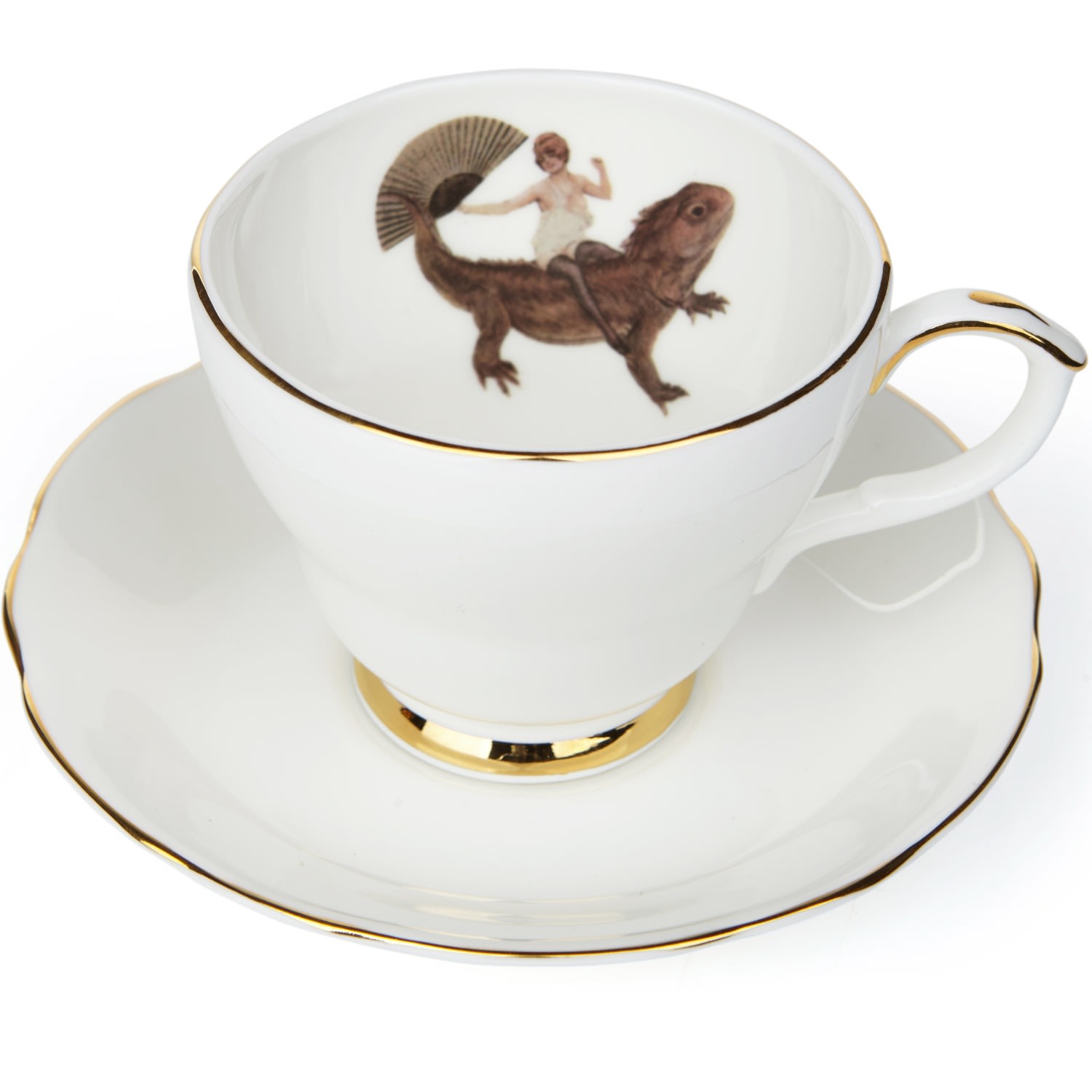 White Fun Ride Teacup & Saucer Ali Miller London