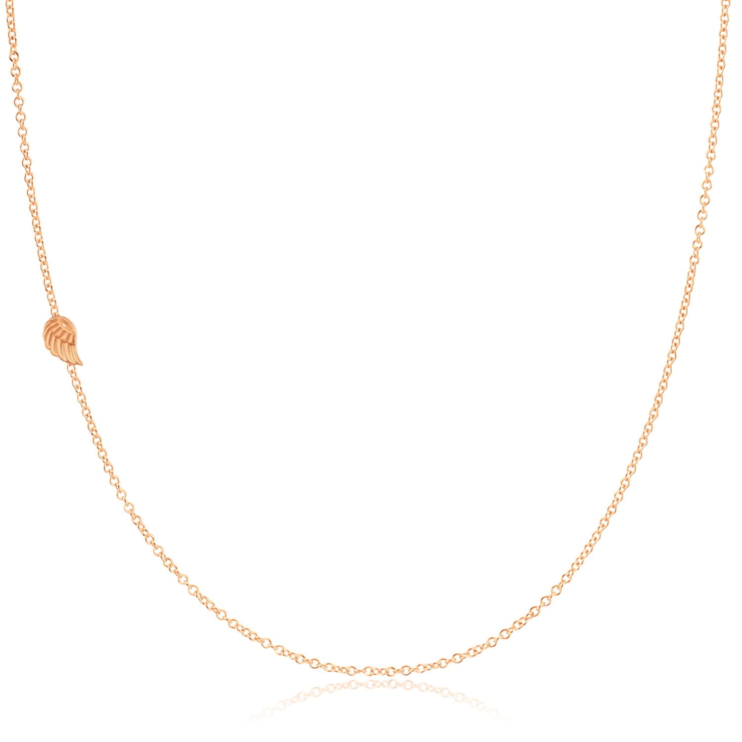 Women’s 14K Gold Asymmetrical Charm Necklace - Rose Gold - Angel Wing Maya Brenner