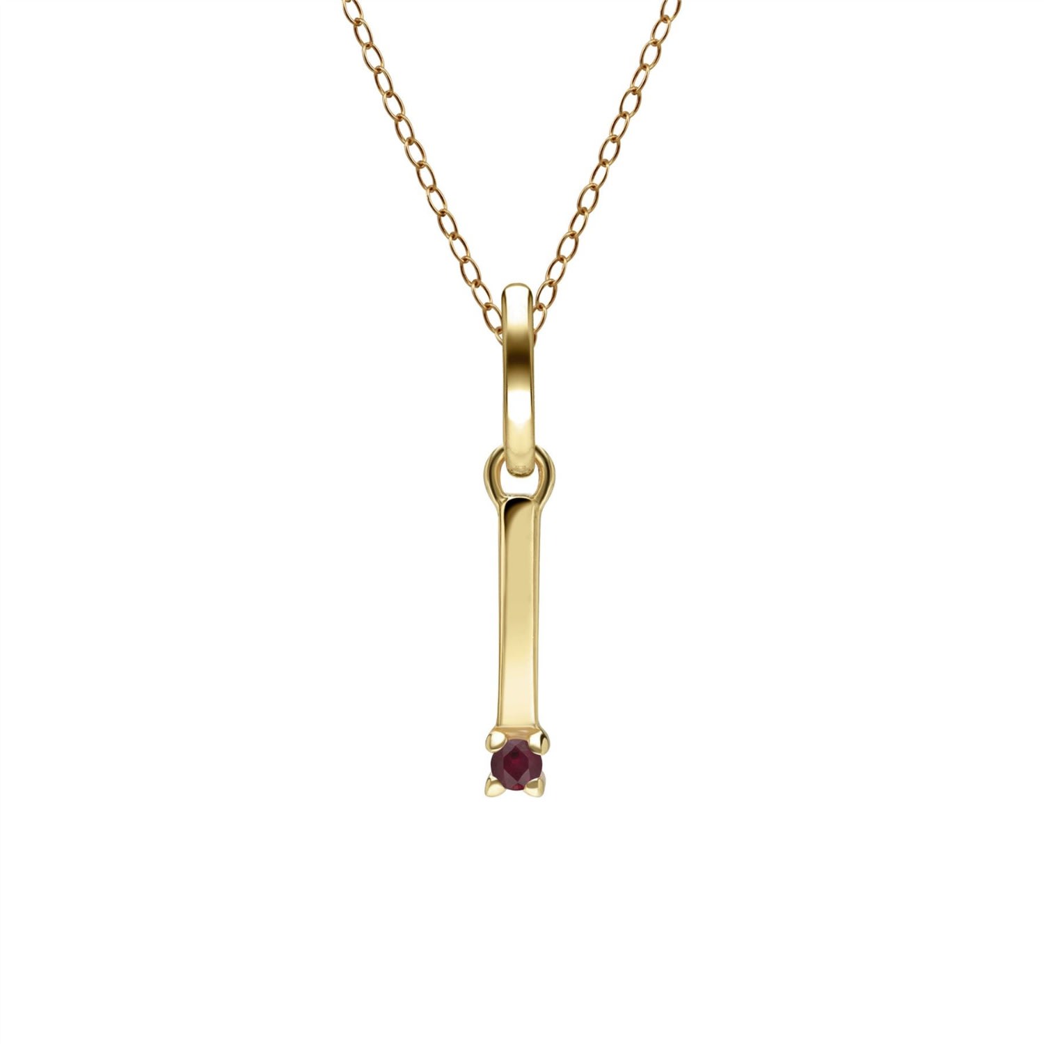 Women’s Gold / Red Initial I Ruby Necklace In Yellow Gold Gemondo