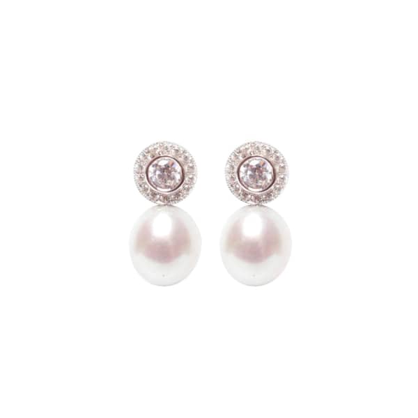 Shop Ora Pearls Halo White Pearl Earrings