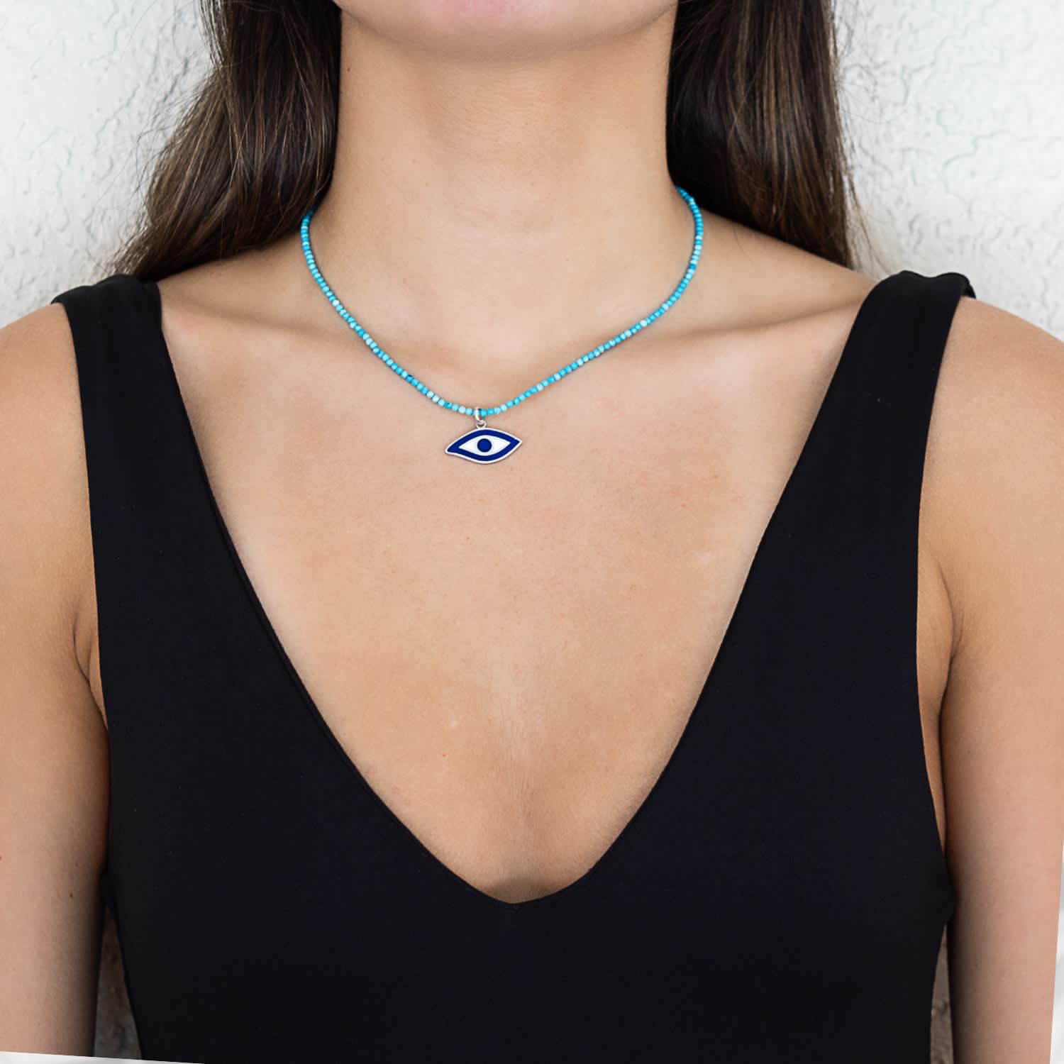 Turquoise Evil Eye Protection Necklace Turquoise by Ebru Jewelry