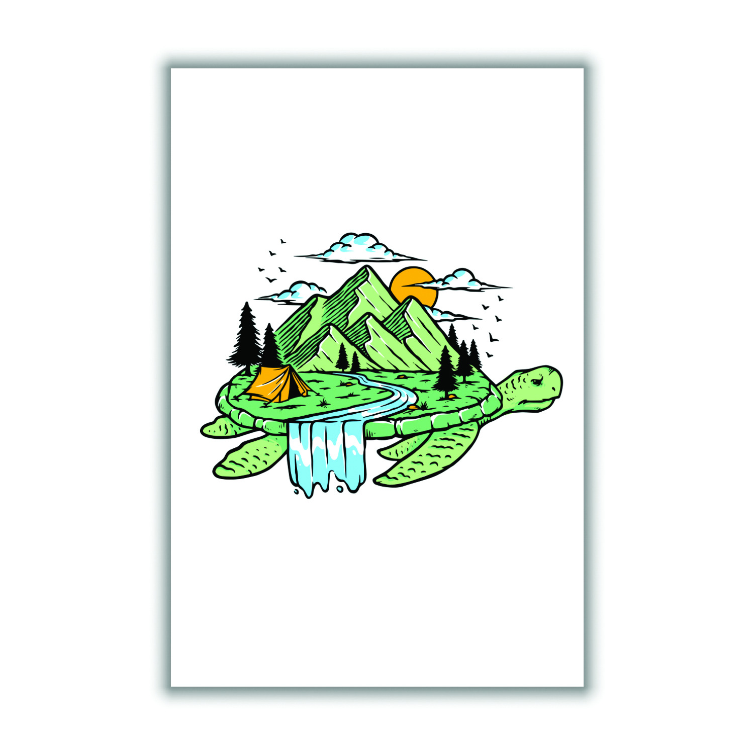 Green Turtles All The Way Down A2 420 X 594Mm Stanley Print House