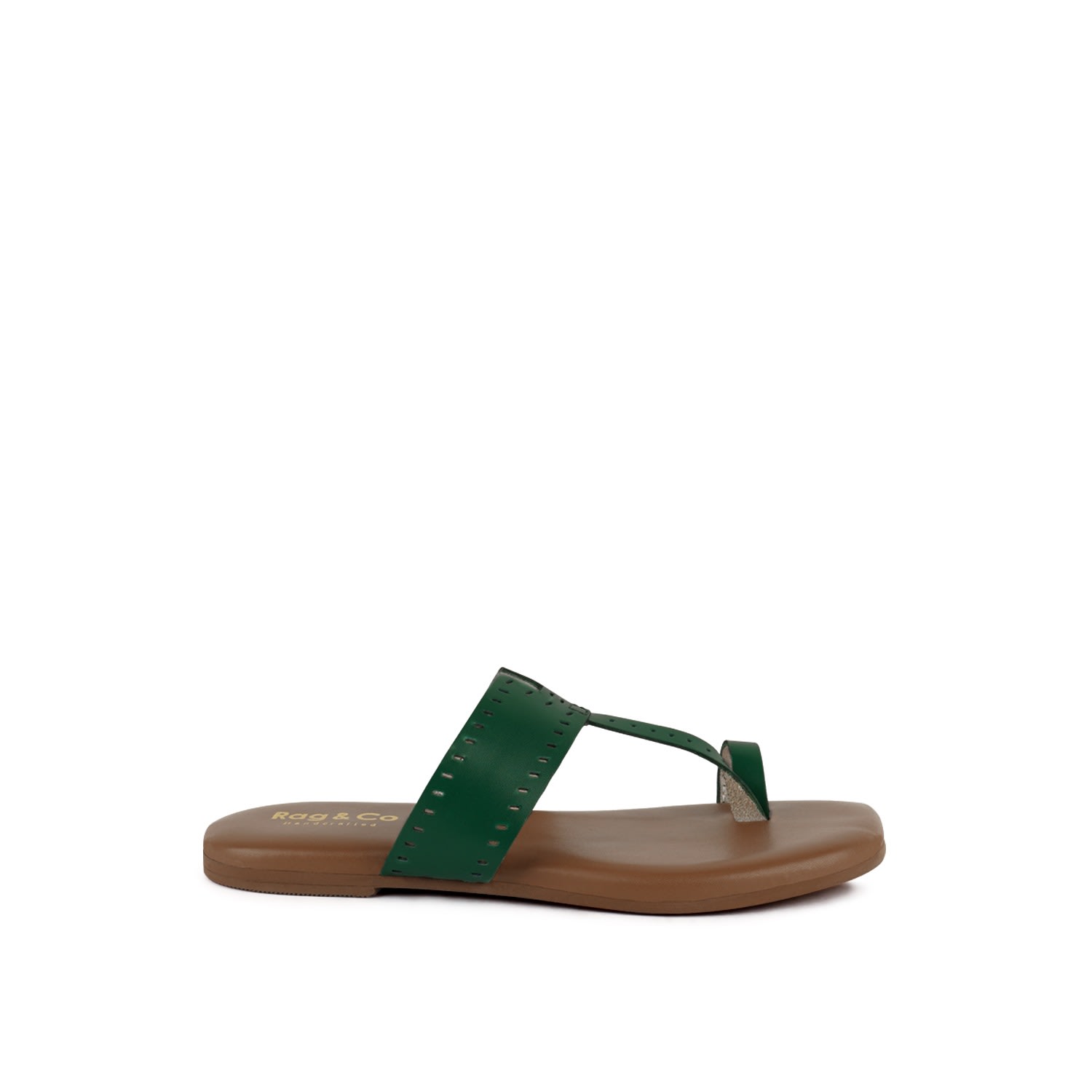 Rag & Co Women's Mila Green Toe Ring Thong Slip Ons