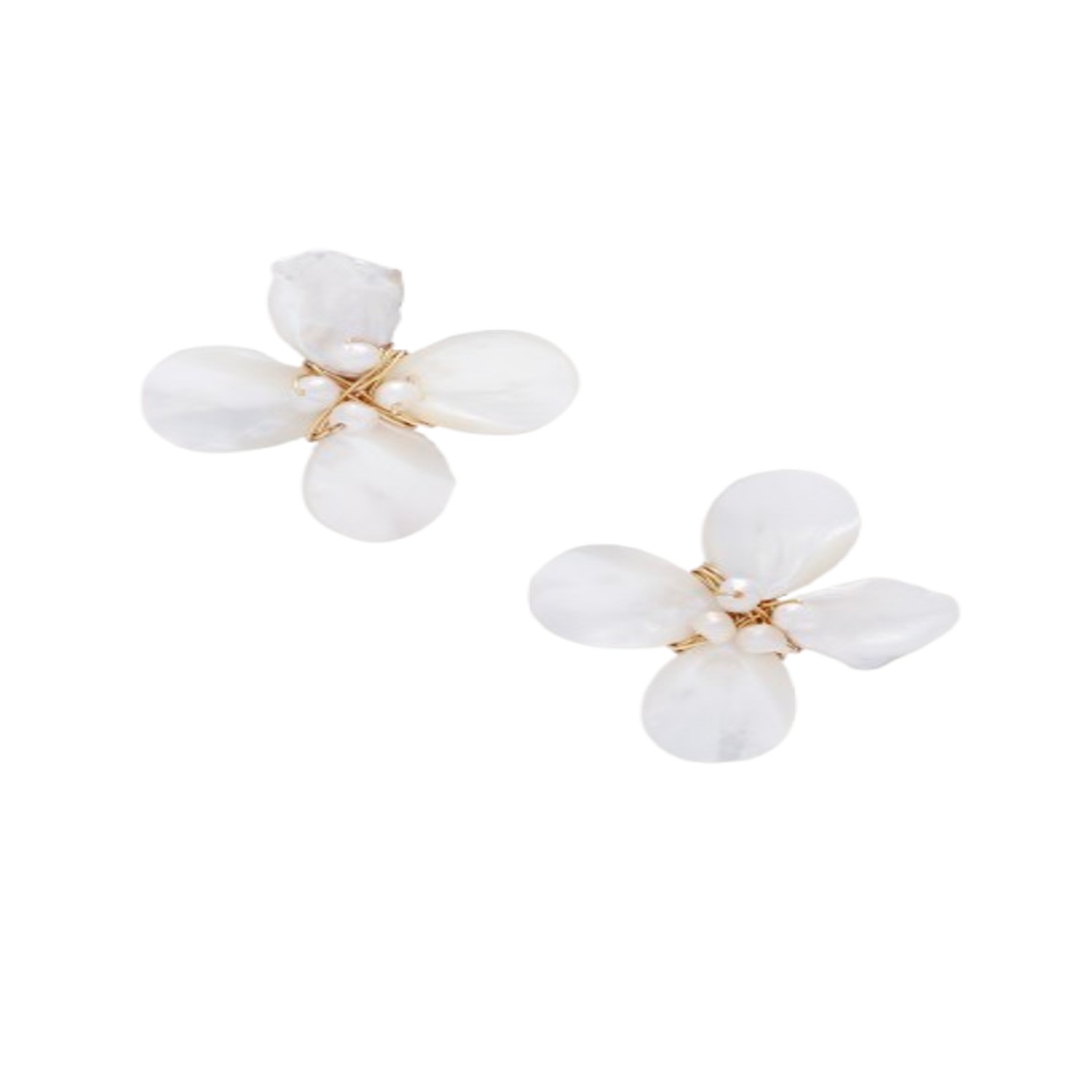 Women&rsquo;s White Pearled Flower Earrings | Saachi