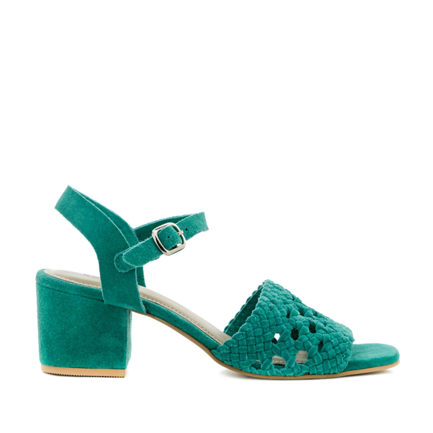 Turquoise block top heel sandals