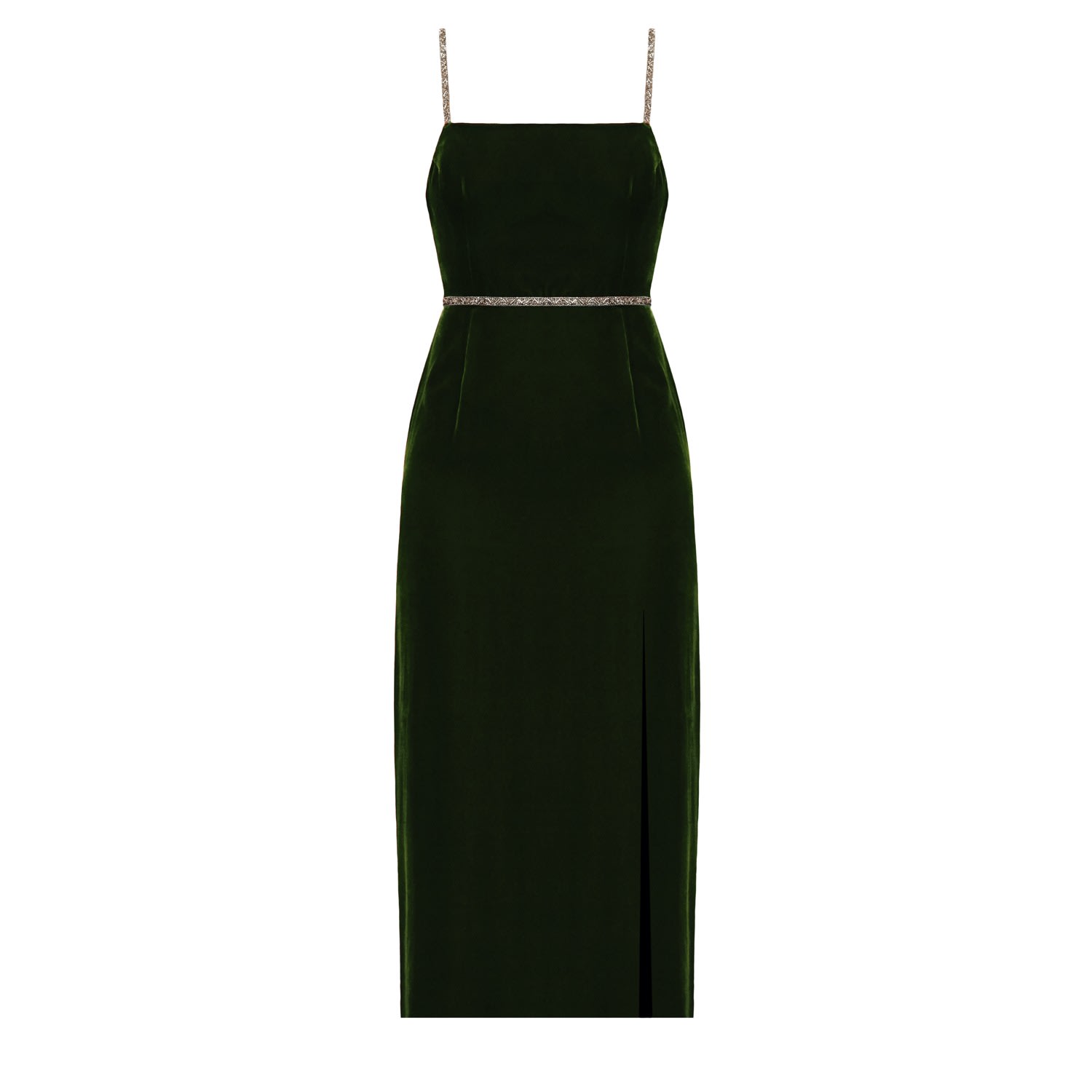 Undress Women's Amya Green Silk Velvet Midi Cocktail Dress