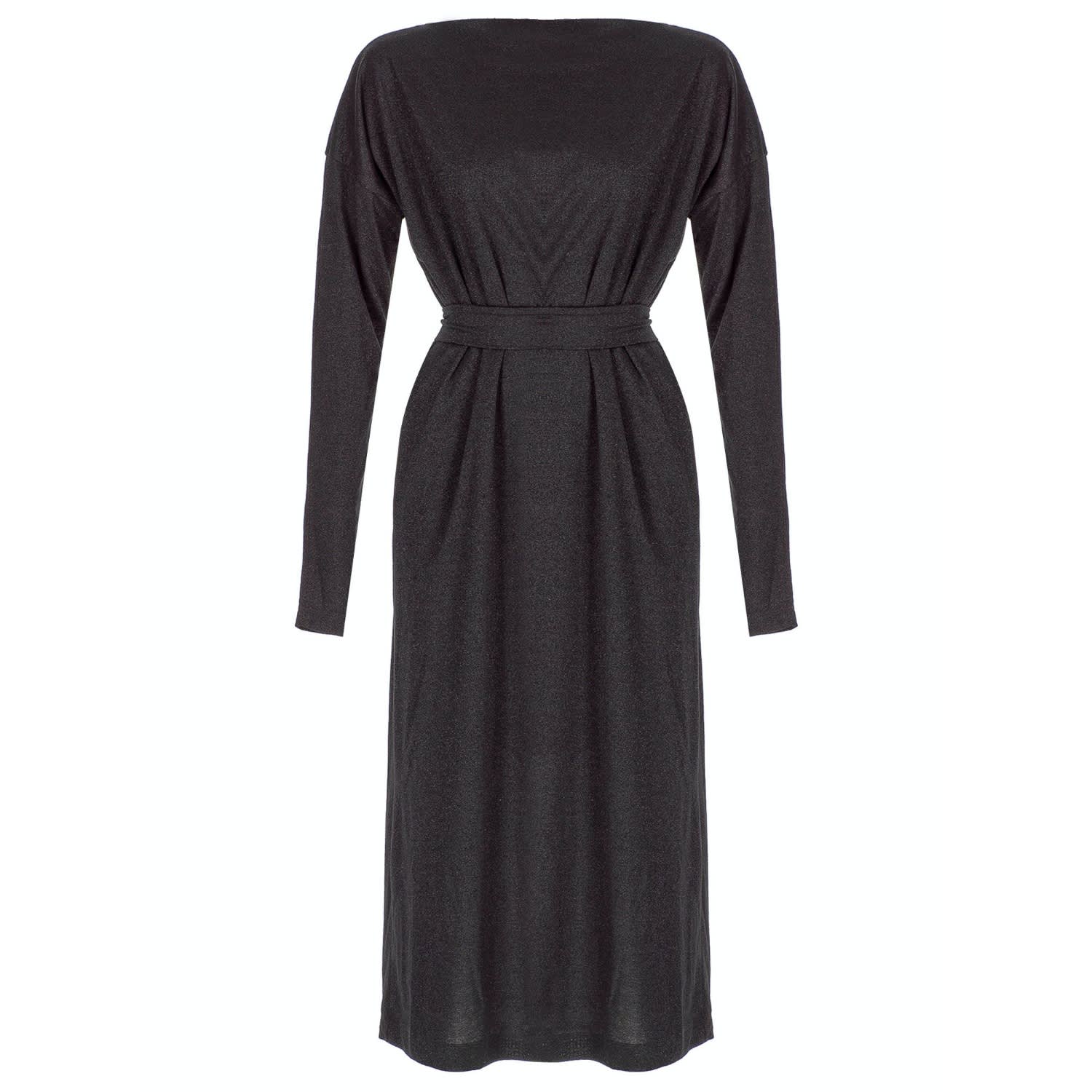 black straight midi dress