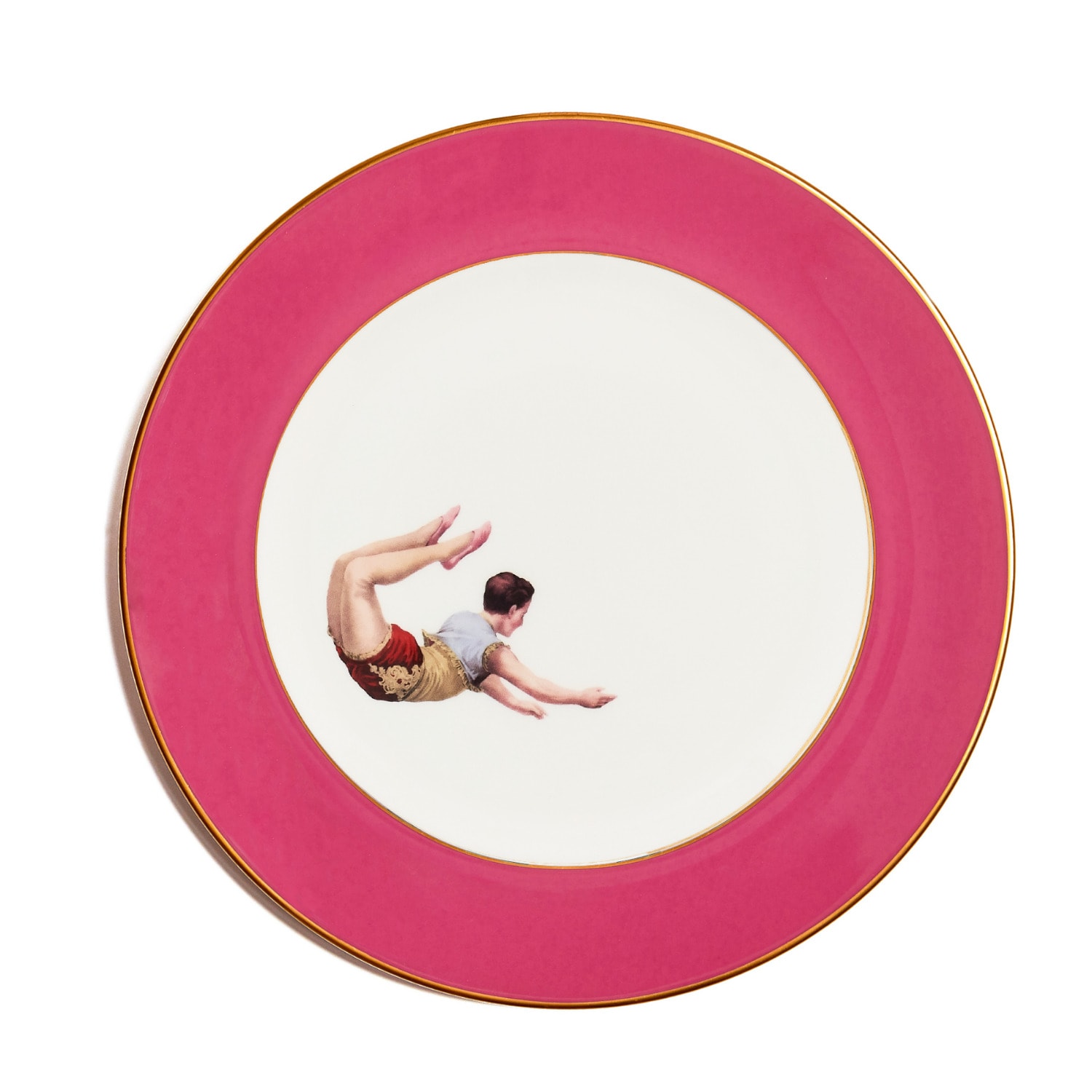 Pink / Purple / Gold Raspberry Pink Trapeze Boy Dinner Plate Melody Rose London